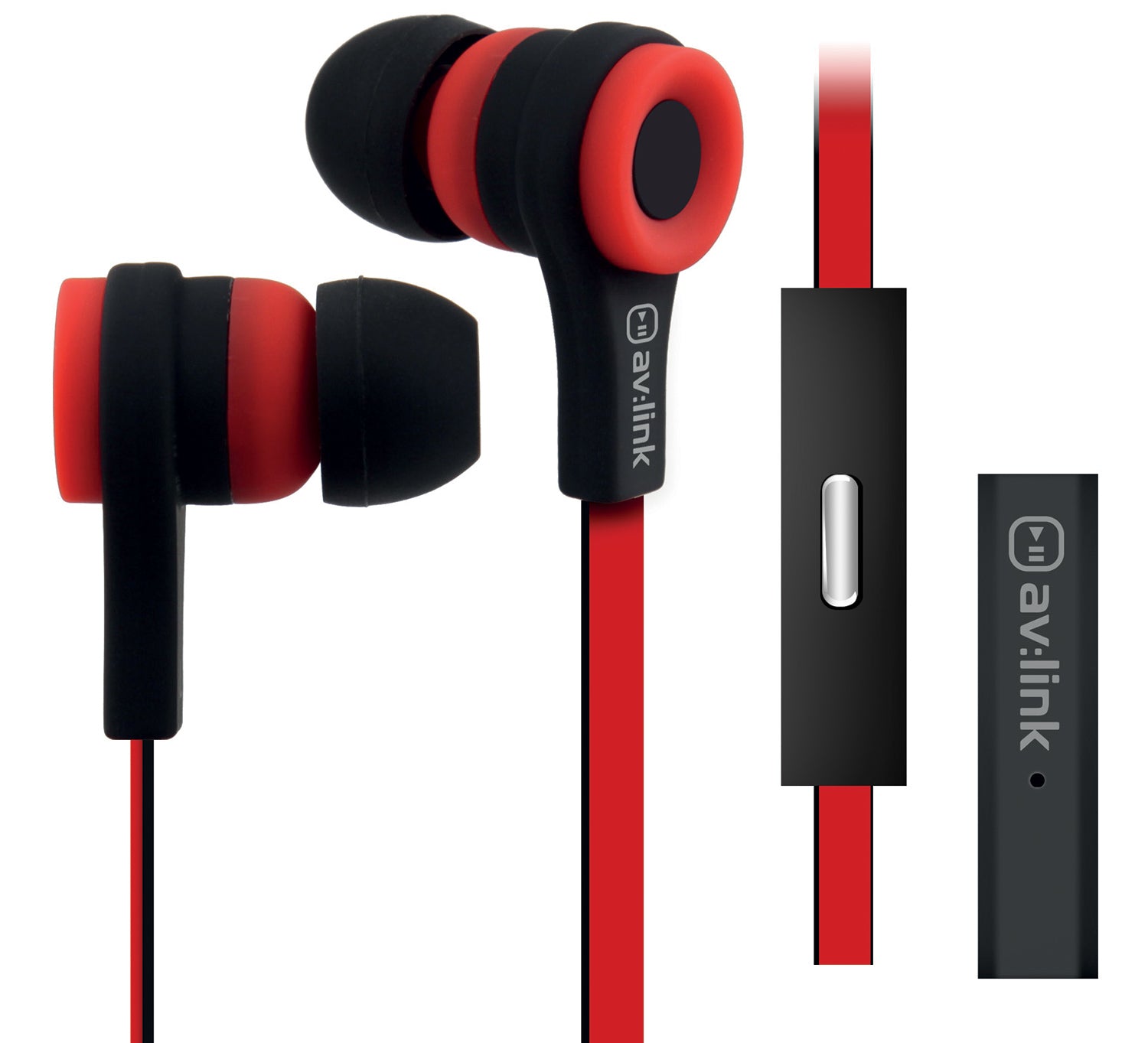 AV:Link Rubber Earphones w/Mic Red & Black - view 2