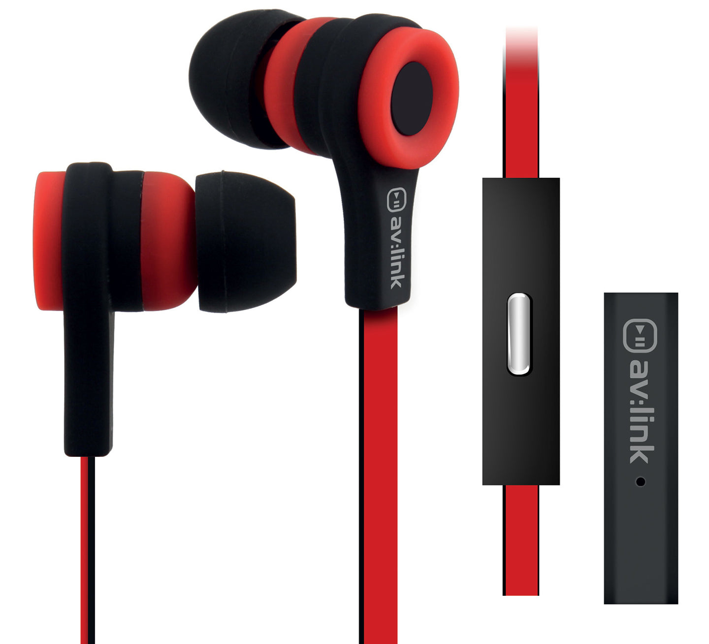 AV:Link Rubber Earphones w/Mic Red & Black - view 2
