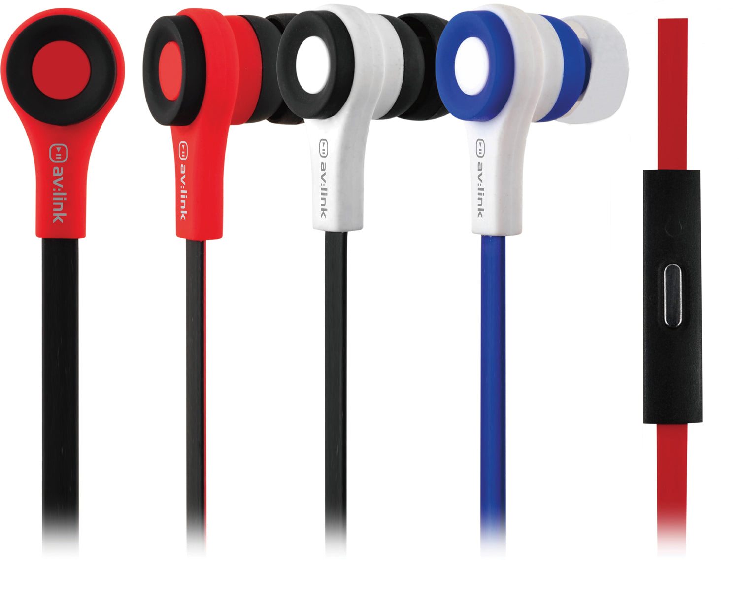 AV:Link Rubber Earphones w/Mic Red & Black - view 3