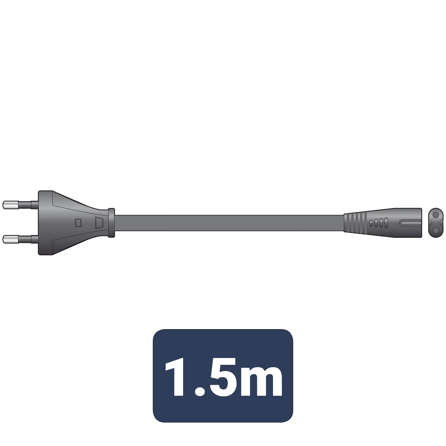 Mercury Mains power lead EU 2pin plug to fig 8 socket 1.5m - view 3