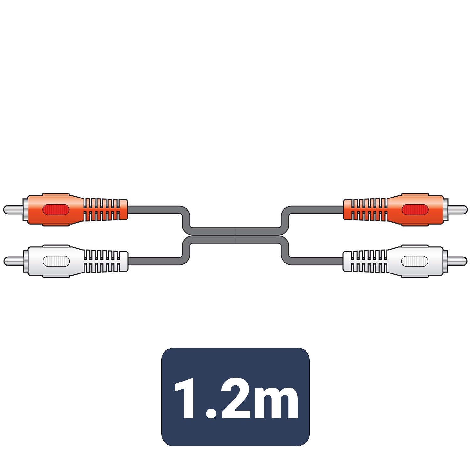 AV:Link 2 x RCA plugs to 2 x RCA plugs lead 1.2m - view 3