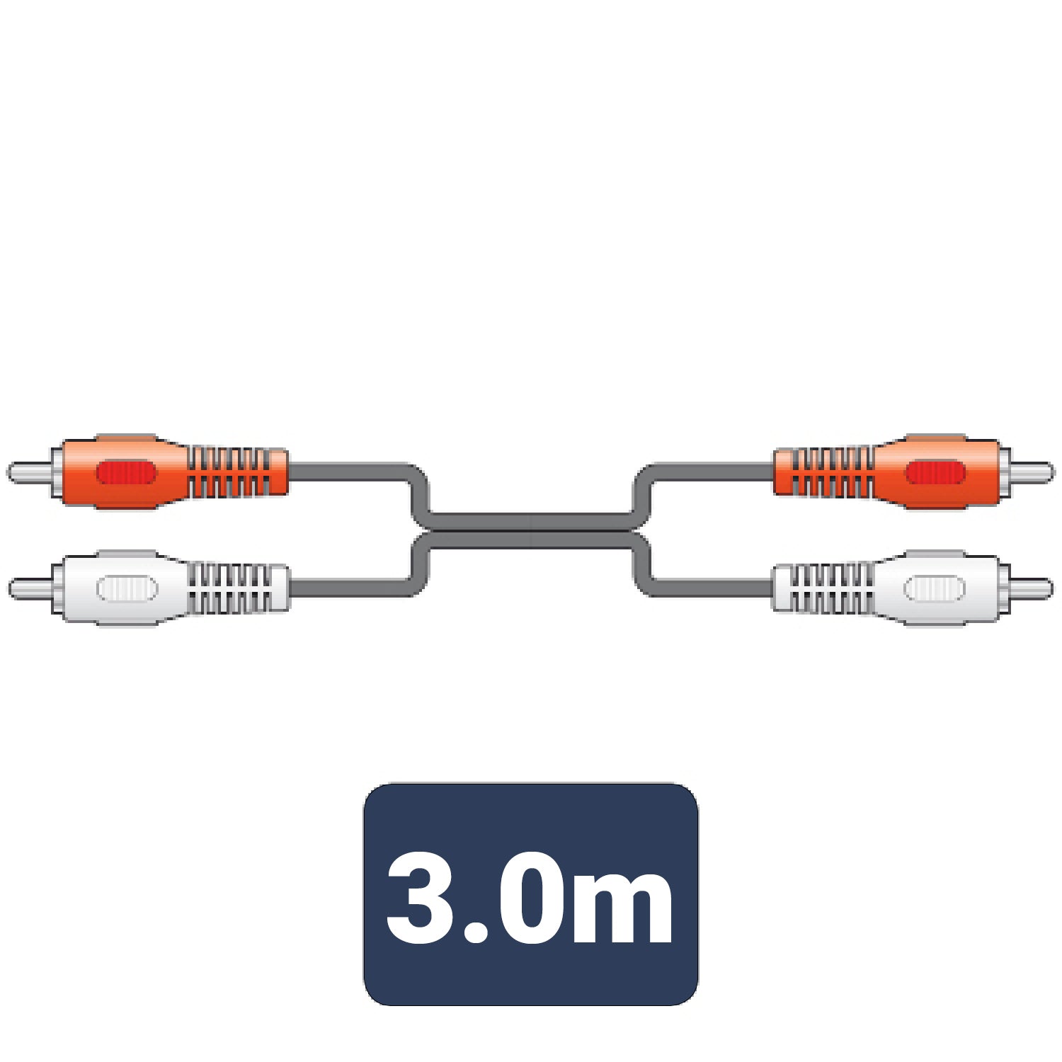 AV:Link 2 x RCA plugs to 2 x RCA plugs lead 3.0m - view 2