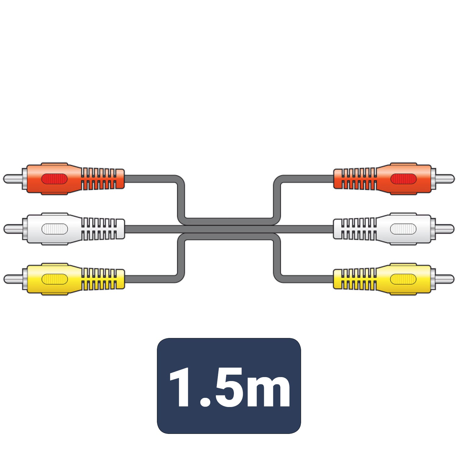 AV:Link 3 x RCA plugs to 3 x RCA plugs lead 1.5m - view 2