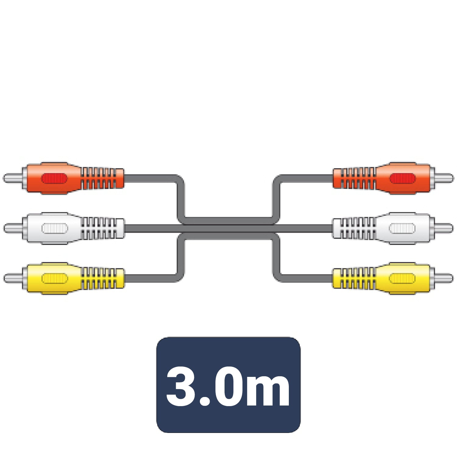 AV:Link 3 x RCA plugs to 3 x RCA plugs lead 3.0m - view 3
