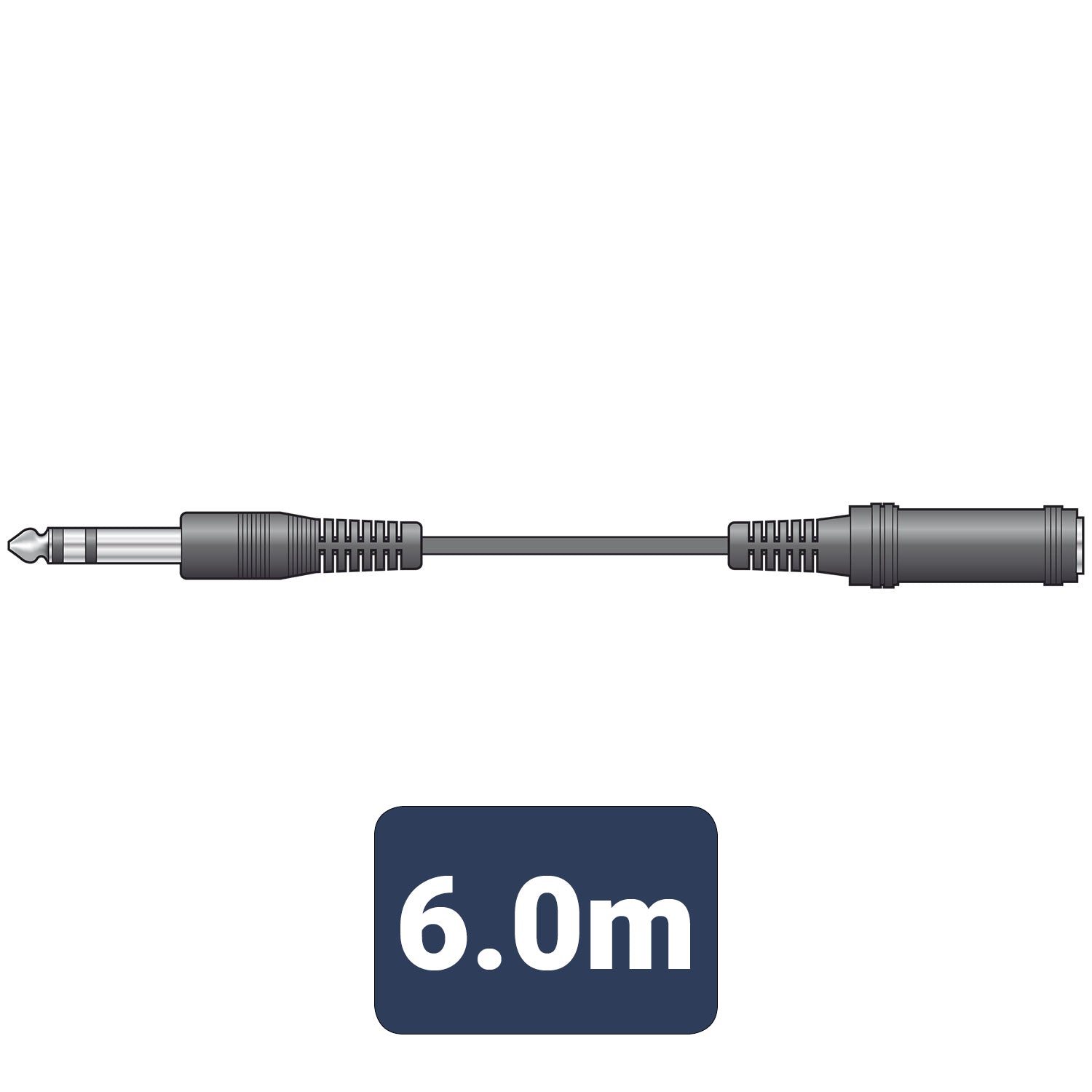 AV:Link 6.3mm stereo plug to 6.3mm stereo socket lead 6.0m - view 2