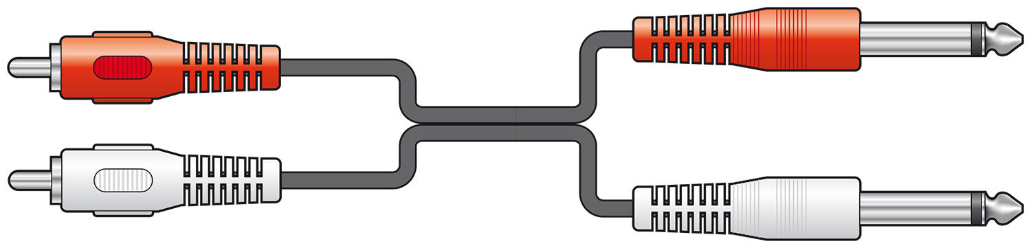 AV:Link 2 x RCA plugs to 2 x 6.3mm mono plugs lead 1.2m - view 2