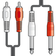 AV:Link 2 x RCA plugs to 2 x 6.3mm mono plugs lead 1.2m