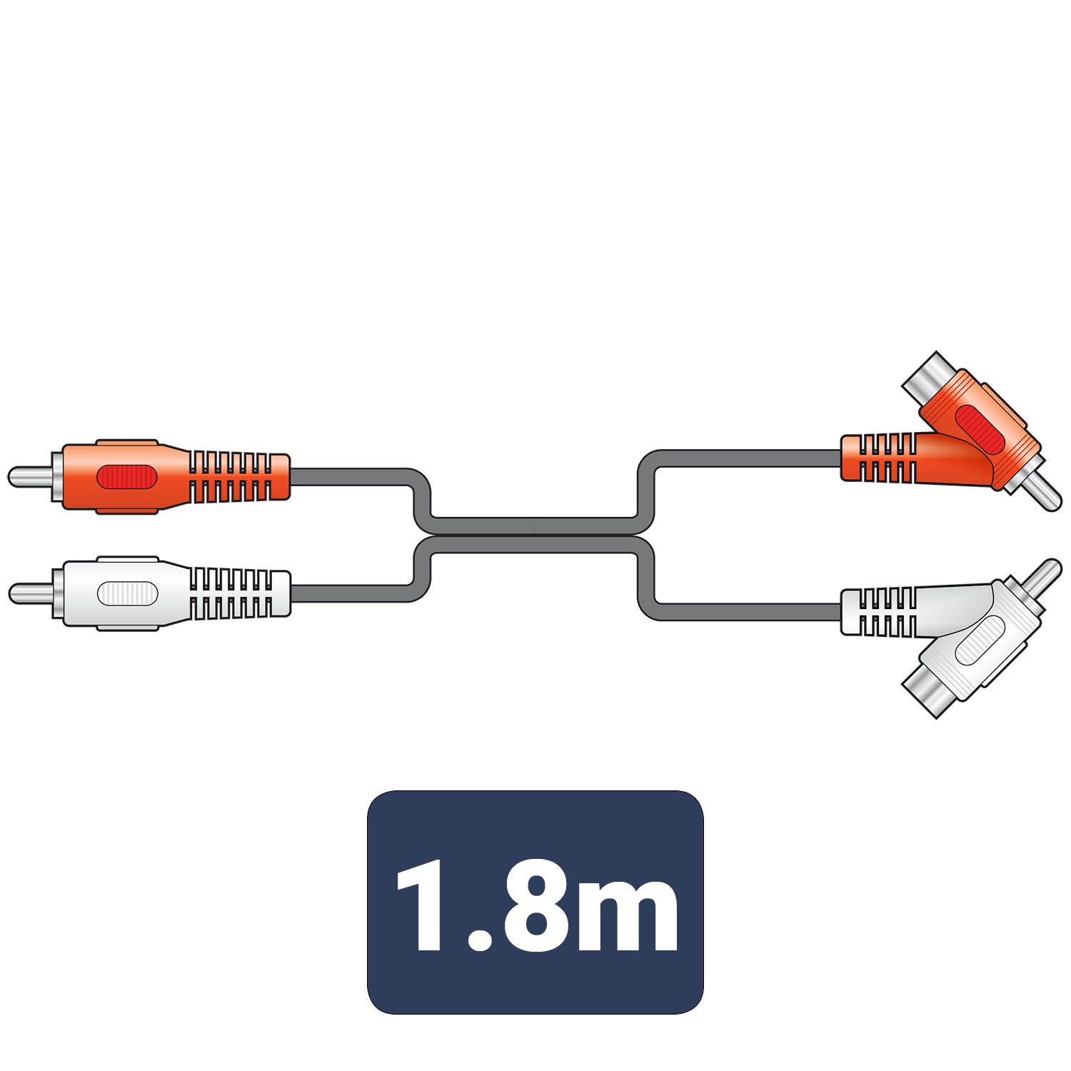 AV:Link 2 x RCA plugs to 2 x stackable RCA plugs 1.8m - view 2
