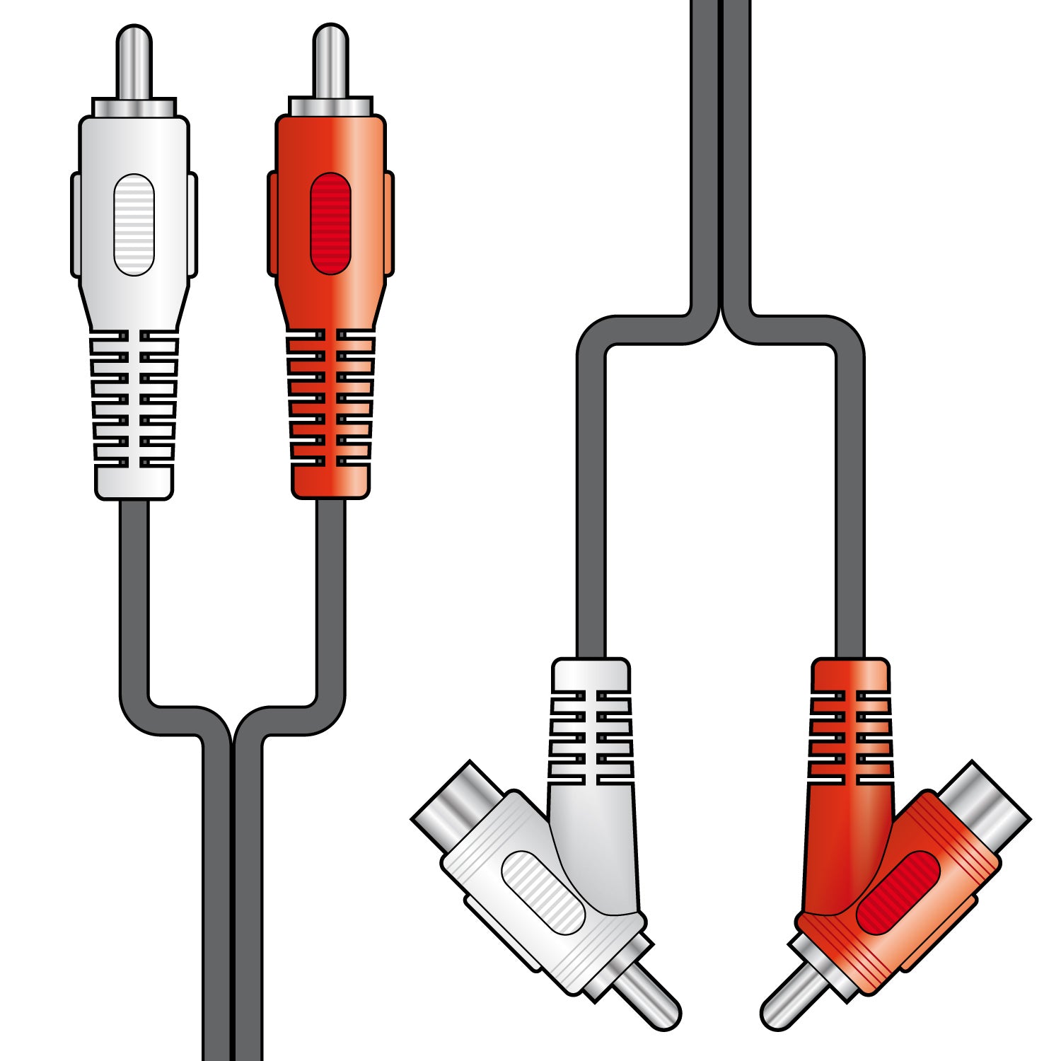 AV:Link 2 x RCA plugs to 2 x stackable RCA plugs 1.8m