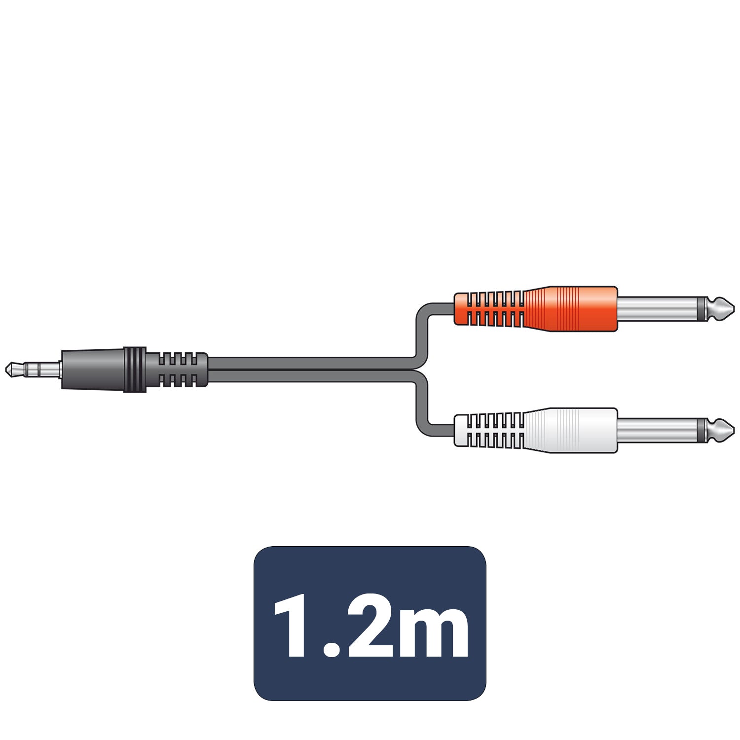 AV:Link 3.5mm stereo plug to 2 x 6.3mm mono plug 1.2m - view 2