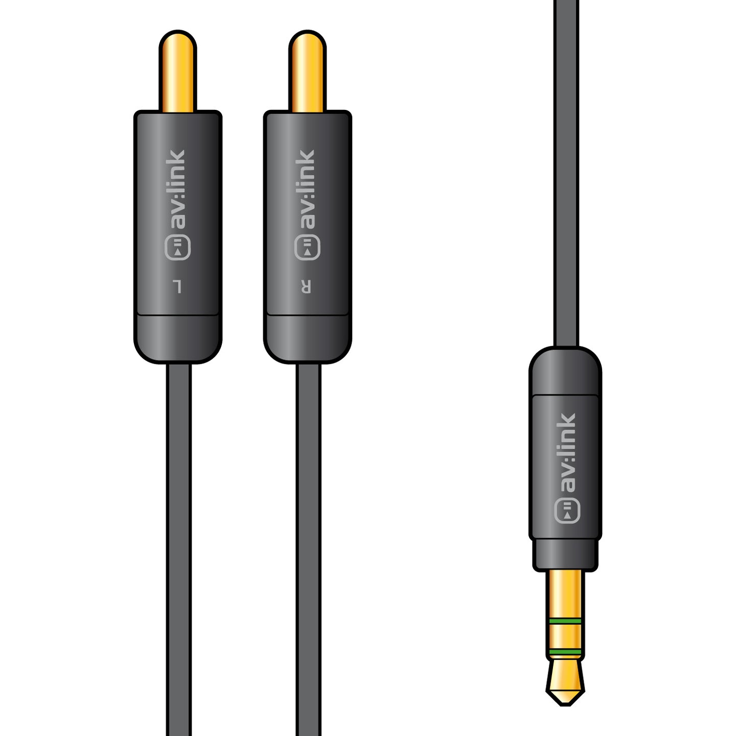 AV:Link Precision 3.5mm stereo plug to 2xRCA plugs lead 1.5m