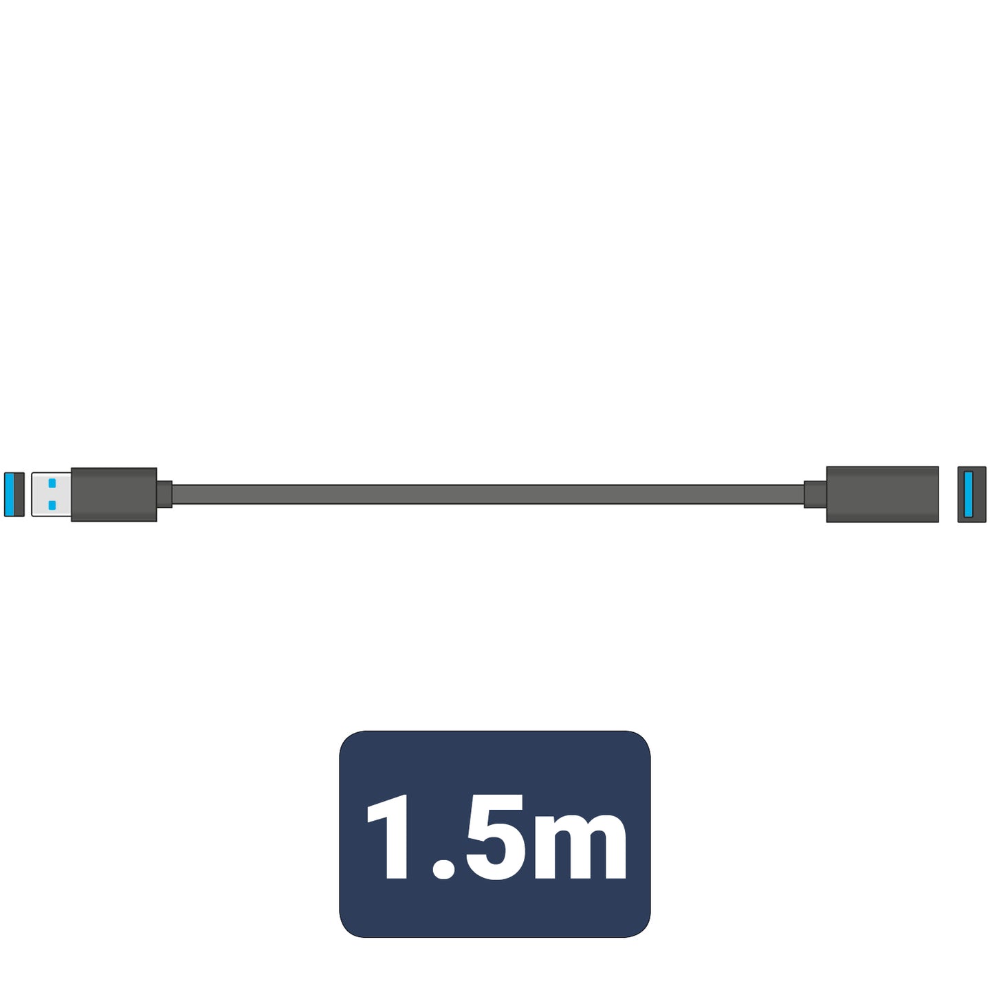AV:Link USB 3.0 Type-A Plug to Type-A Socket Leads - view 2