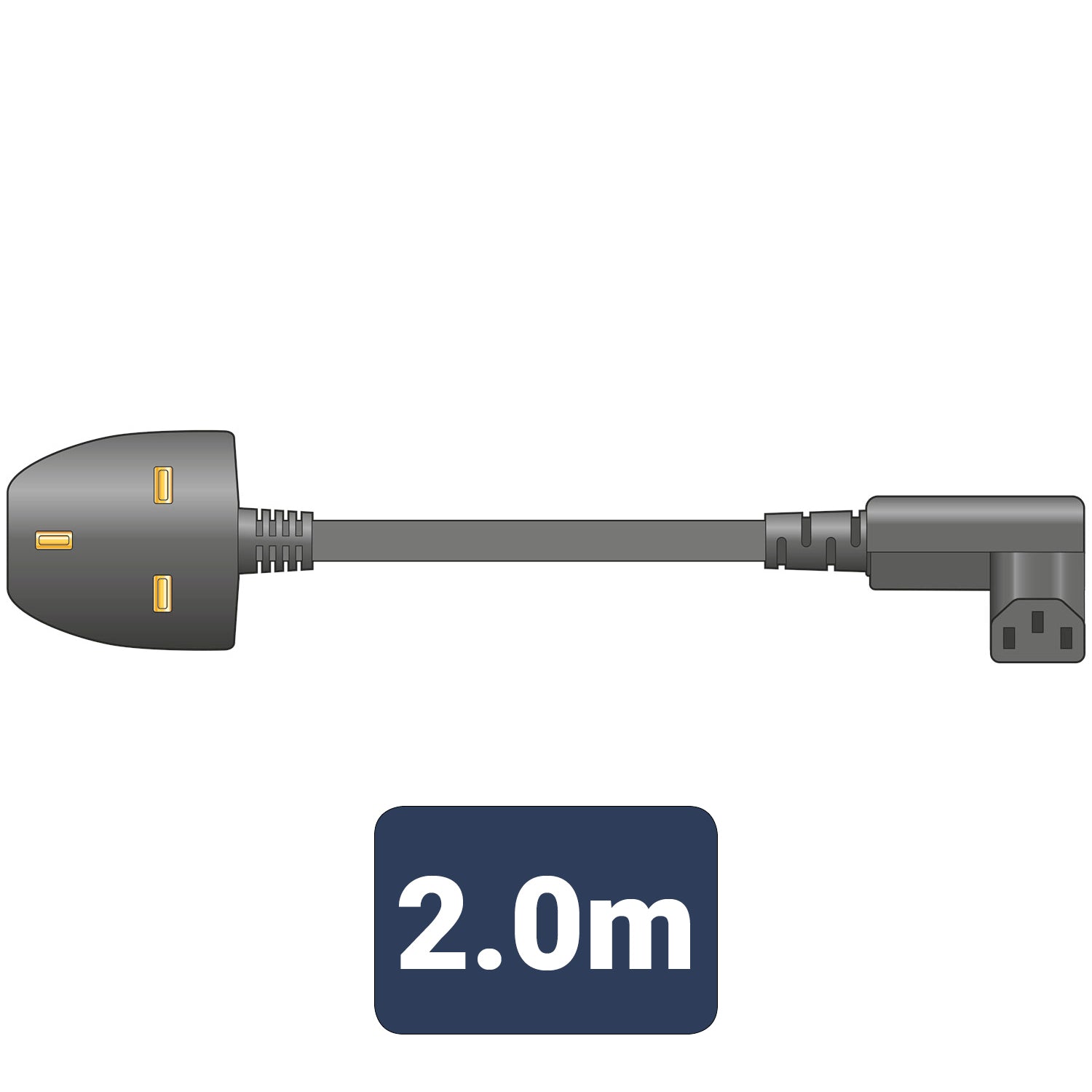 Mercury Power Lead UK Plug - Right Angle IEC 2.0m - view 2