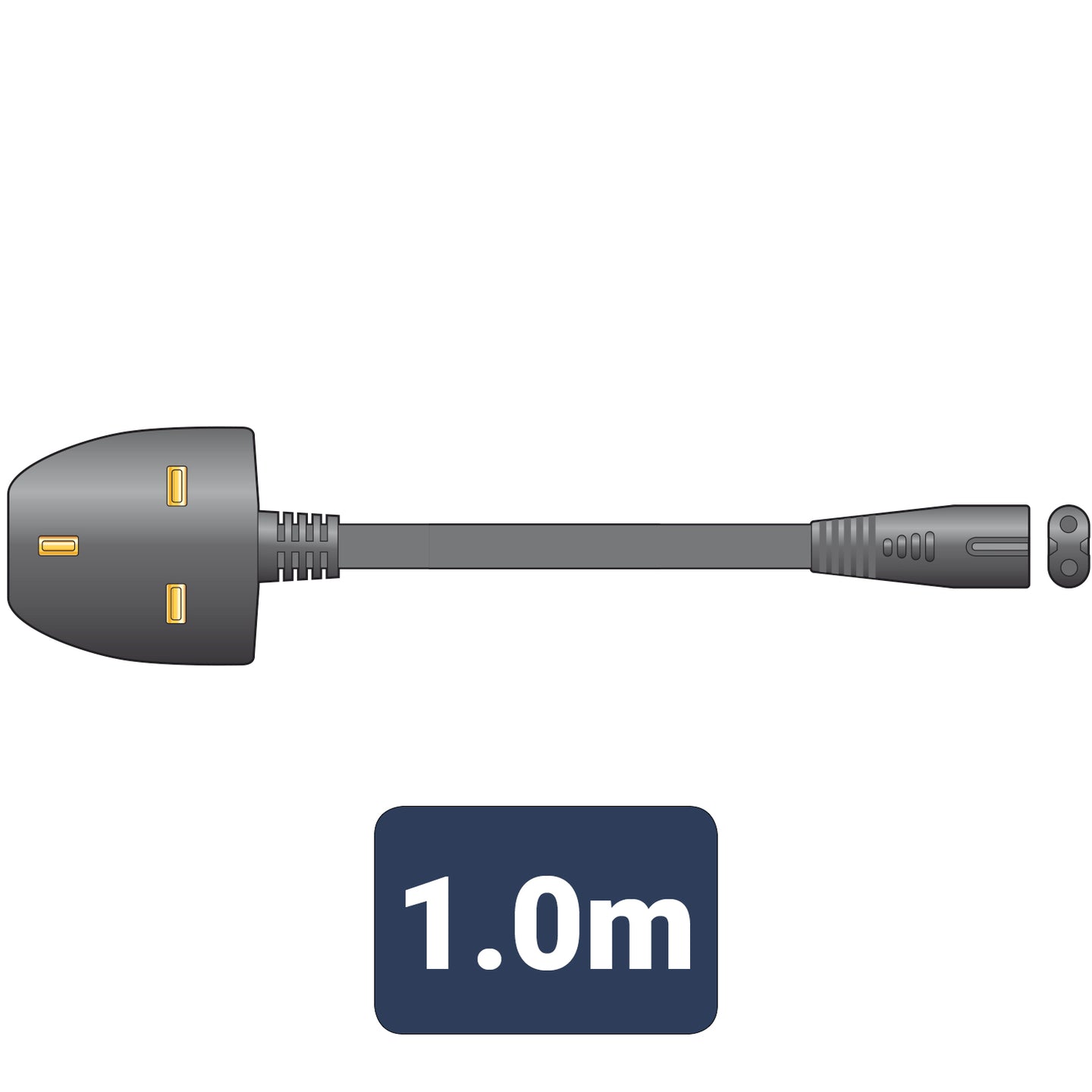 Mercury Mains Power Lead UK Plug - Fig 8 Black 1.0m - view 3