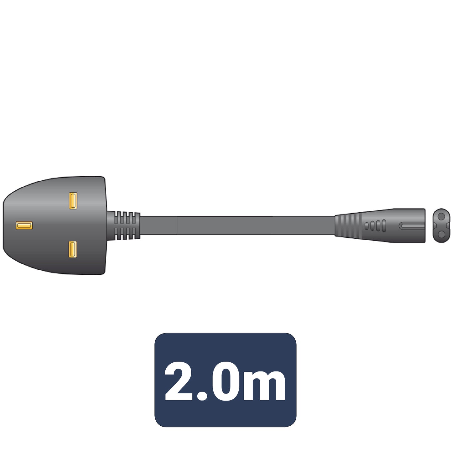 Mercury Mains Power Lead UK Plug - Fig 8 Black 2.0m - view 2