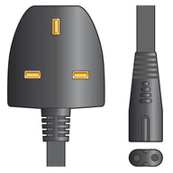 Mercury Mains Power Lead UK Plug - Fig 8 Black 5.0m