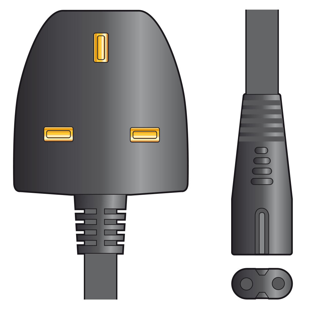 Mercury Mains Power Lead UK Plug - Fig 8 Black 5.0m