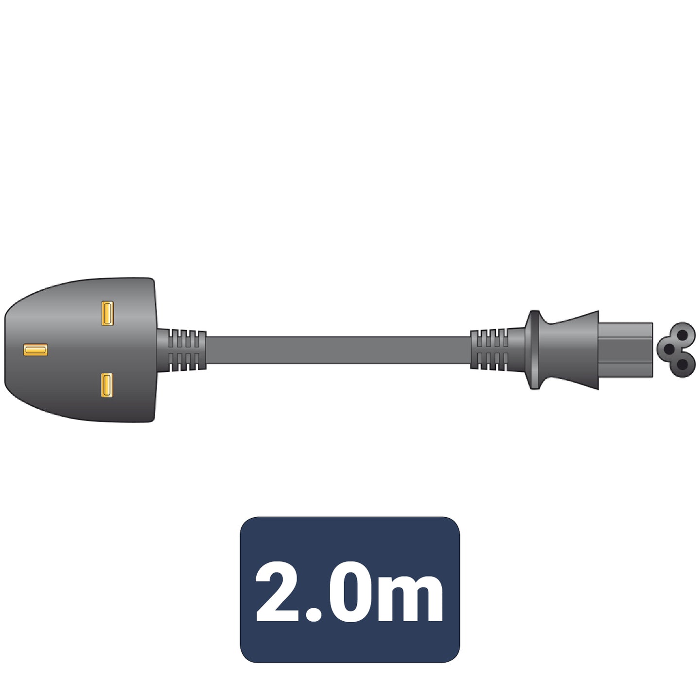 Mercury Mains Power Lead UK Plug - Clover Leaf Black 2.0m - view 3