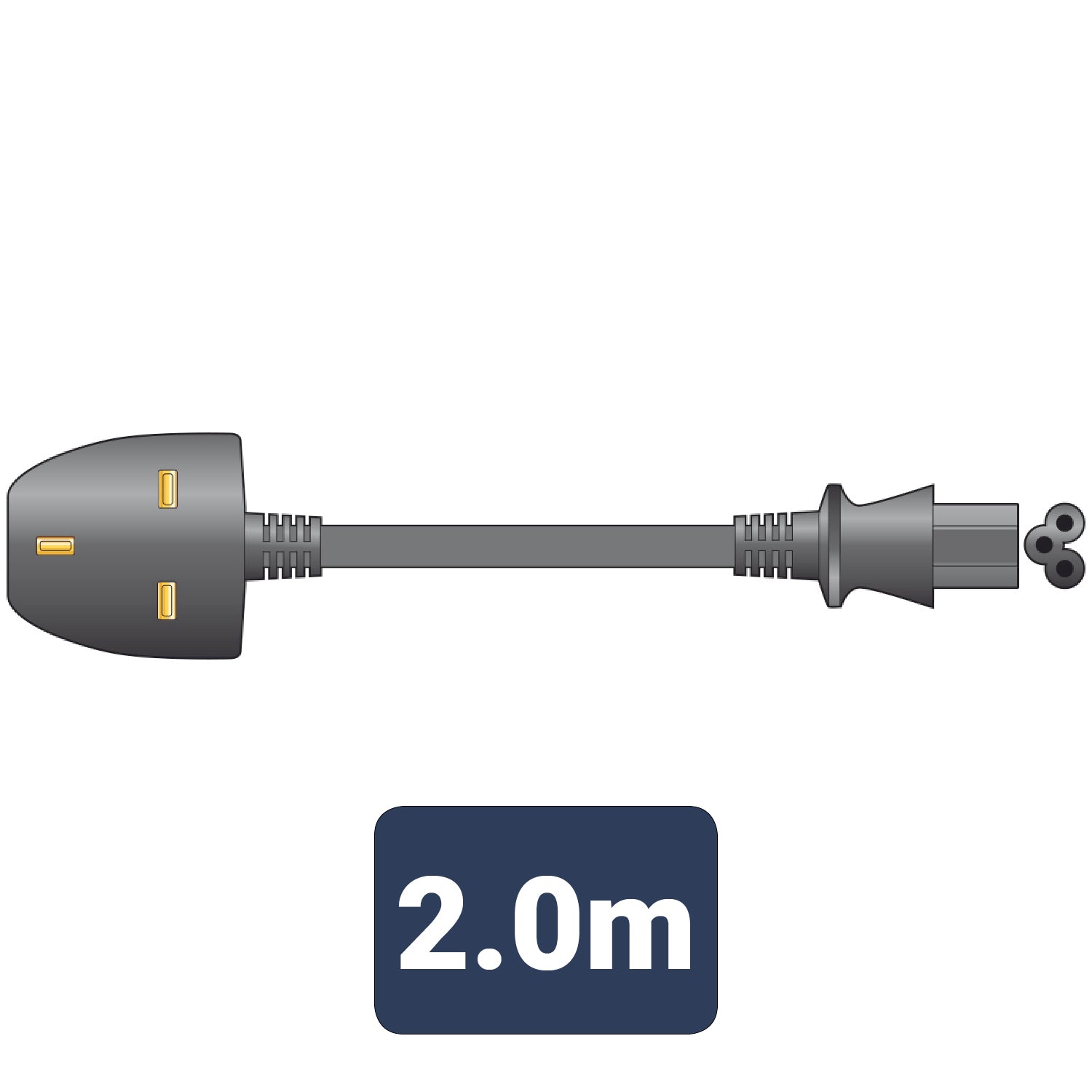 Mercury Mains Power Lead UK Plug - Clover Leaf Black 2.0m - view 3