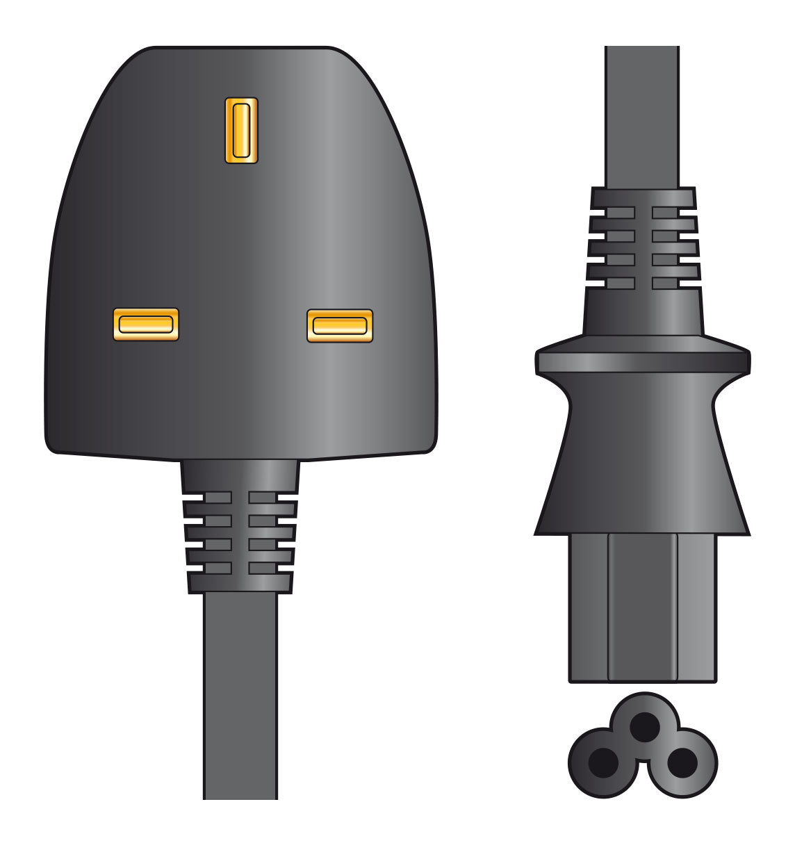 Mercury Mains Power Lead UK Plug - Clover Leaf Black 2.0m