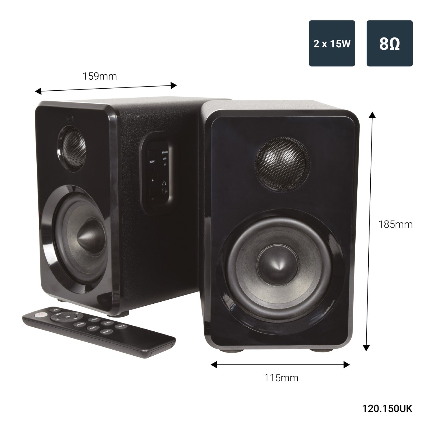 AV:Link Active Bluetooth Bookshelf Speakers Black - view 12