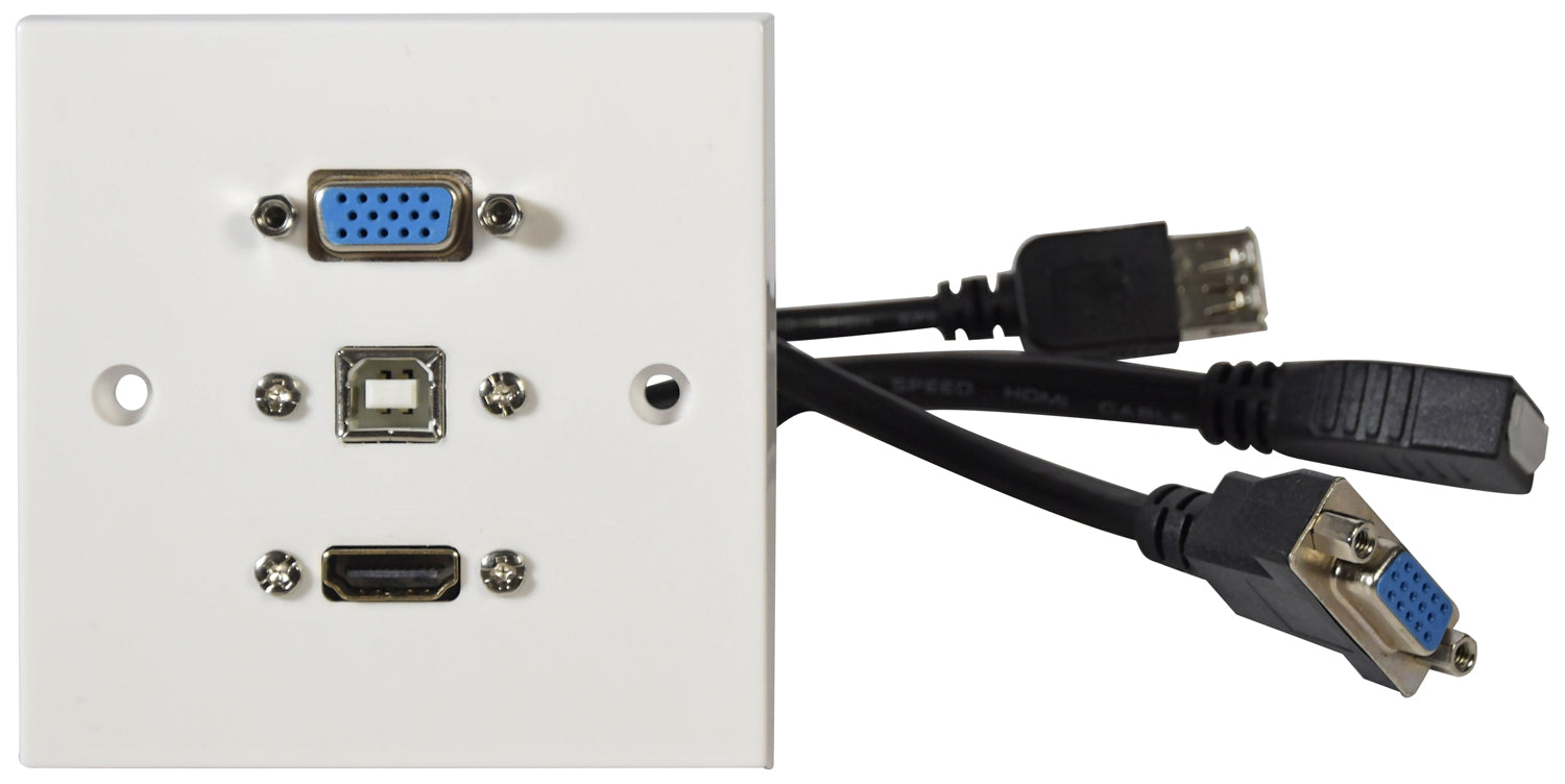 AV:Link Multimedia Wallplate with VGA, USB Type-B and 4K HDMI Sockets
