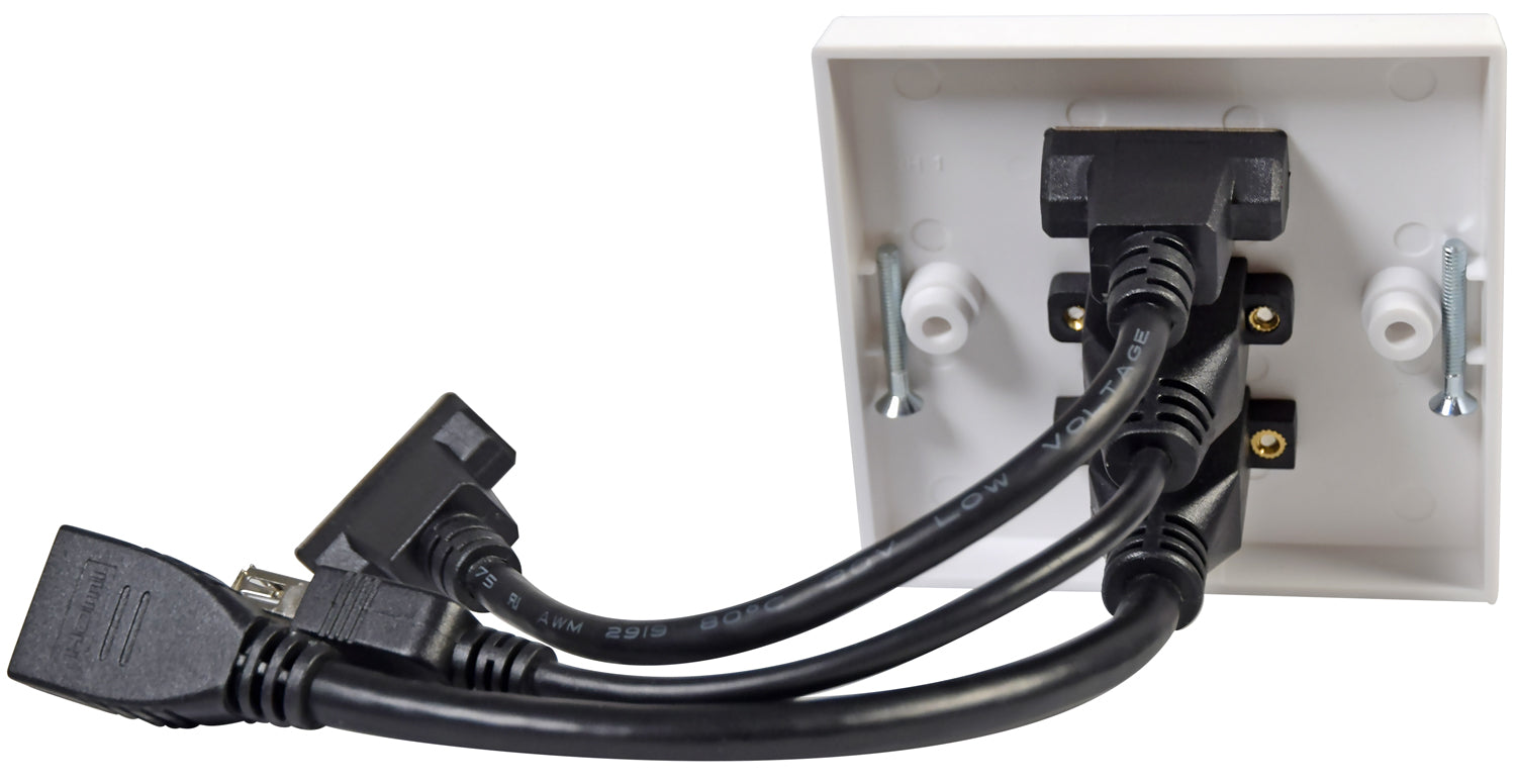 AV:Link Multimedia Wallplate with VGA, USB Type-B and 4K HDMI Sockets - view 2