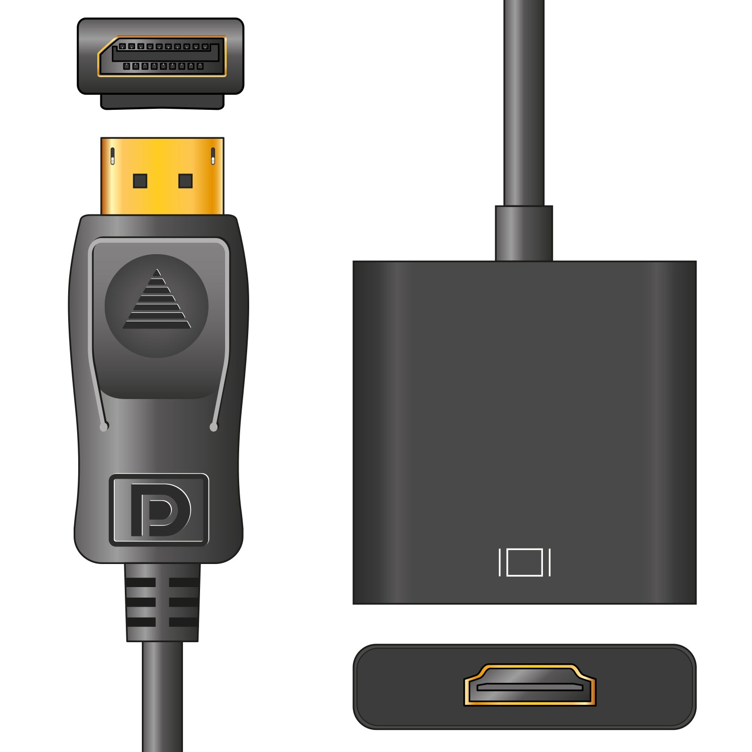 AV:Link Adaptor Lead Display Port Plug - HDMI Socket 0.2m