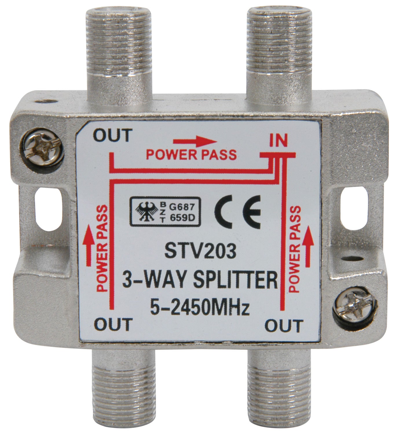 Mercury 3-way satellite F splitter