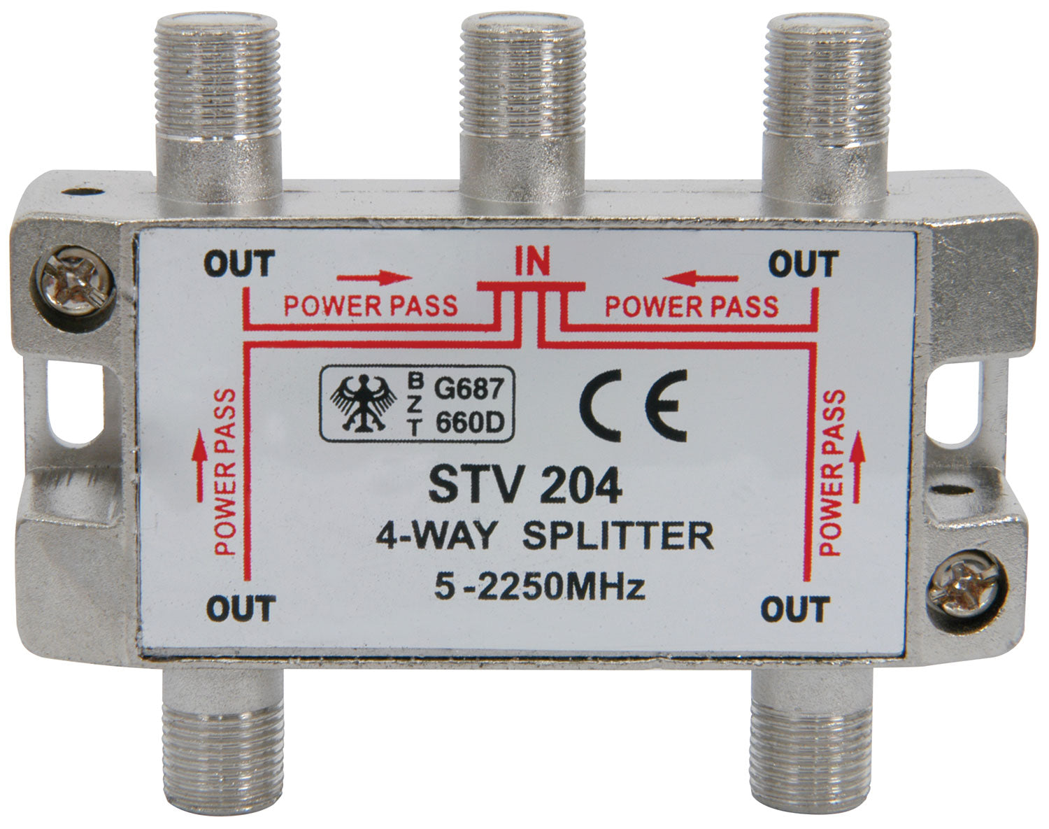 Mercury 4-way satellite F splitter