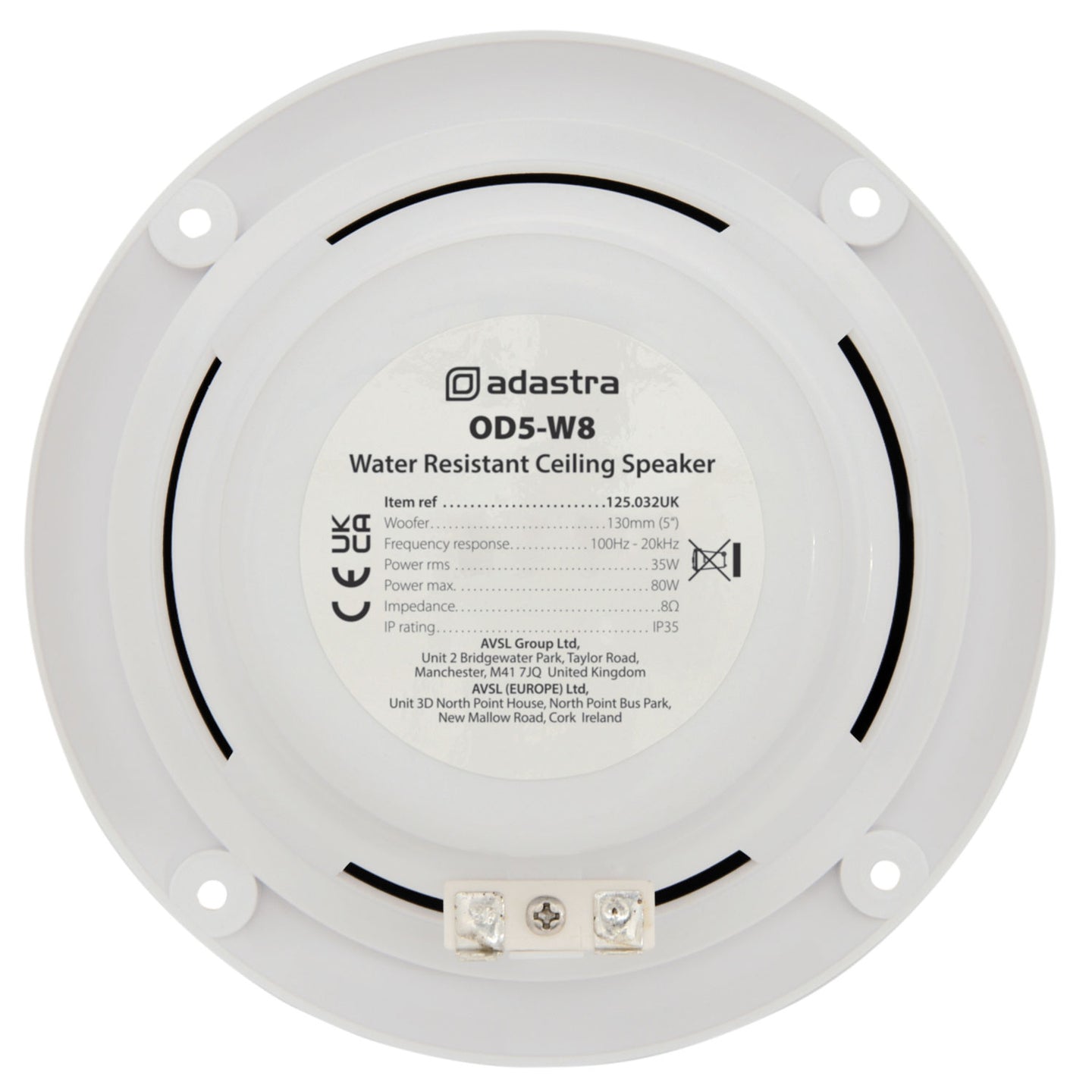 Adastra OD5-W8 Water resistant speaker, 13cm (5"), 80W max, 8 ohms, White - view 3