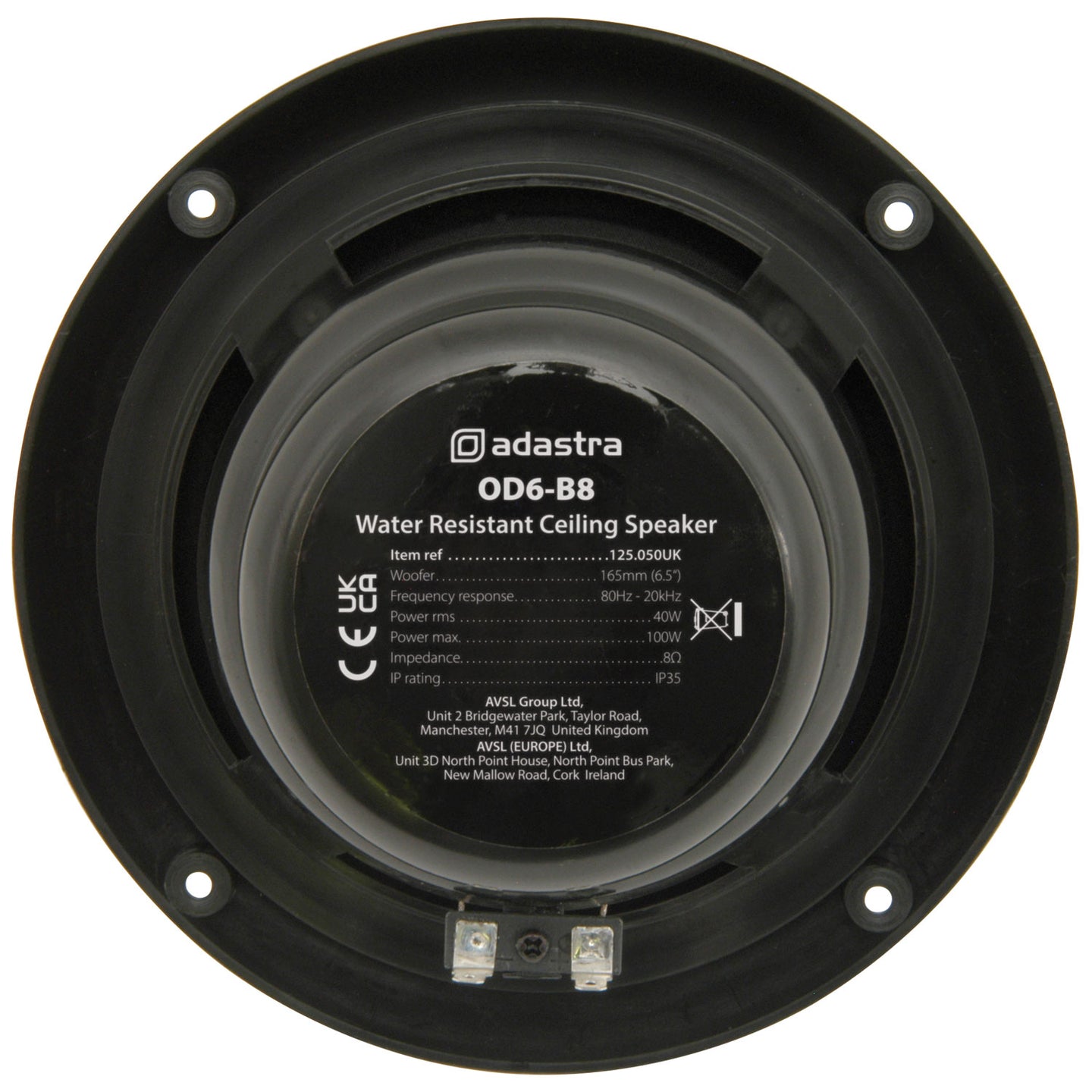 Adastra OD6-B8 Water resistant speaker, 16.5cm (6.5"), 100W max, 8 ohms, Black - view 3