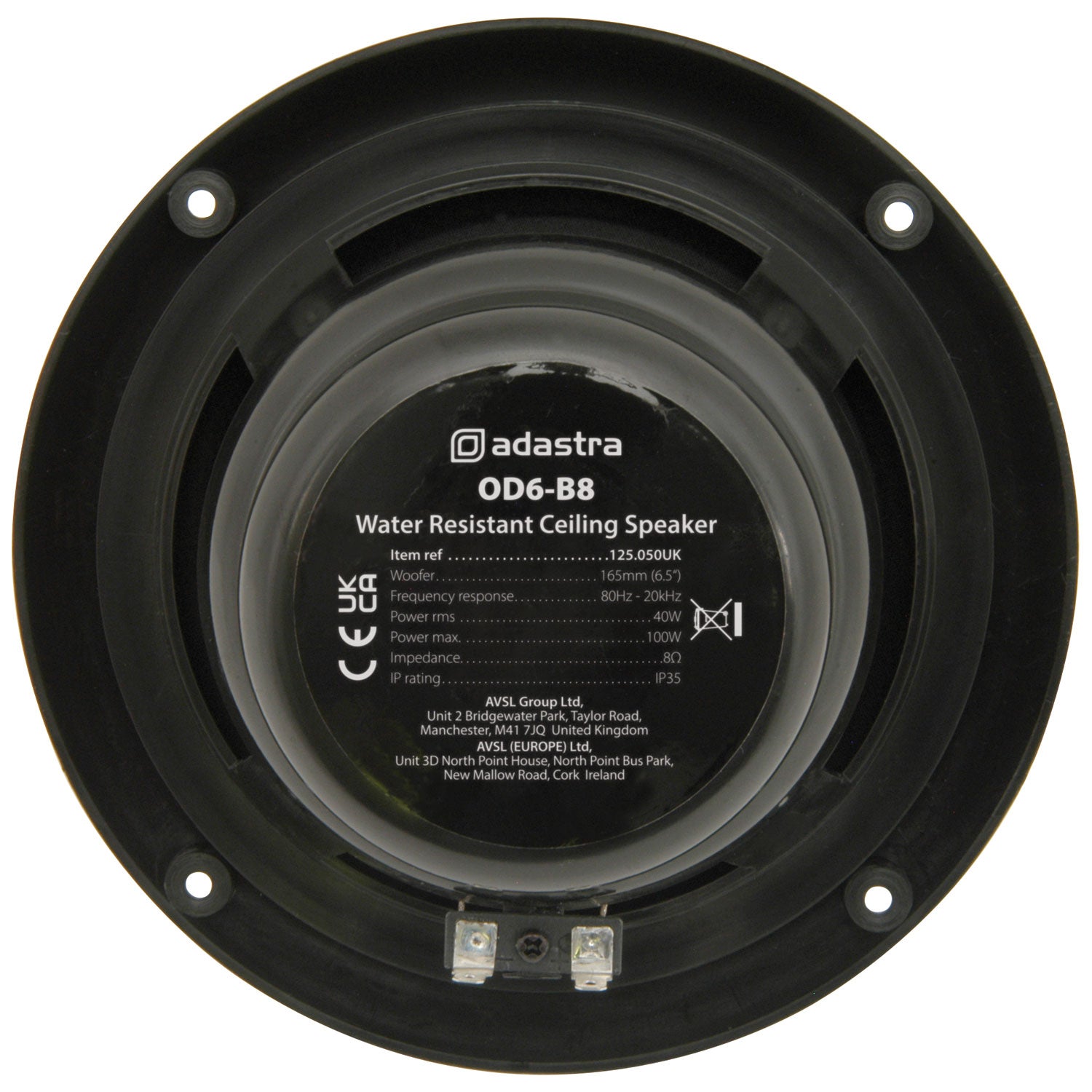 Adastra OD6-B8 Water resistant speaker, 16.5cm (6.5"), 100W max, 8 ohms, Black - view 3
