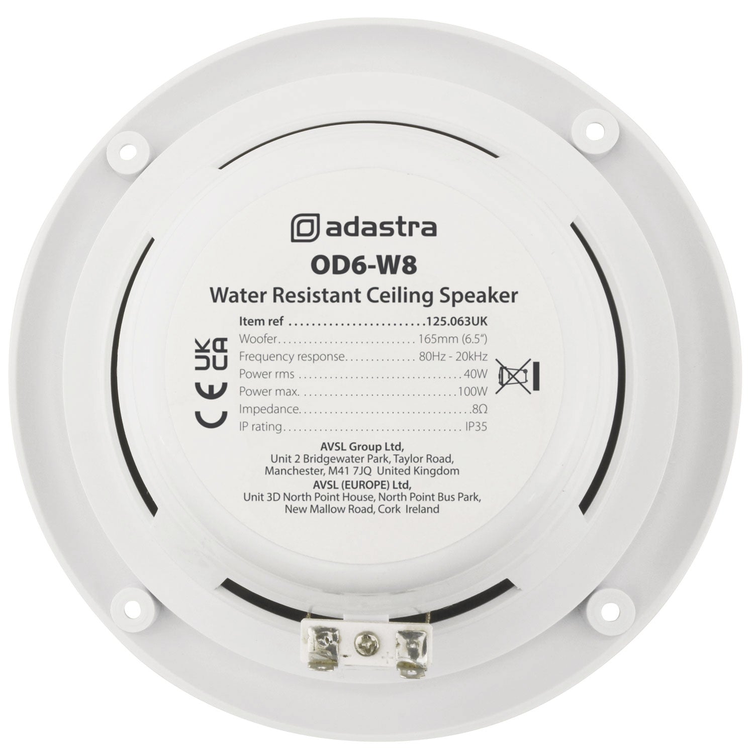 Adastra 0D6-W8 Water resistant speaker, 16.5cm (6.5"), 100W max, 8 ohms, White - view 3