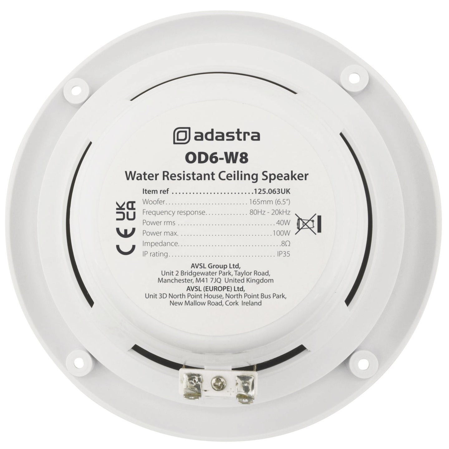Adastra 0D6-W8 Water resistant speaker, 16.5cm (6.5"), 100W max, 8 ohms, White - view 3