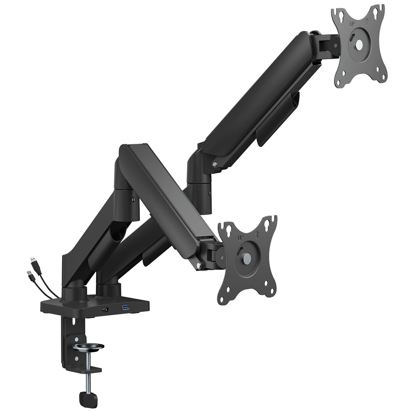 AV:Link Full Motion Dual Gas Spring Desktop Monitor Arm with USB Hub
