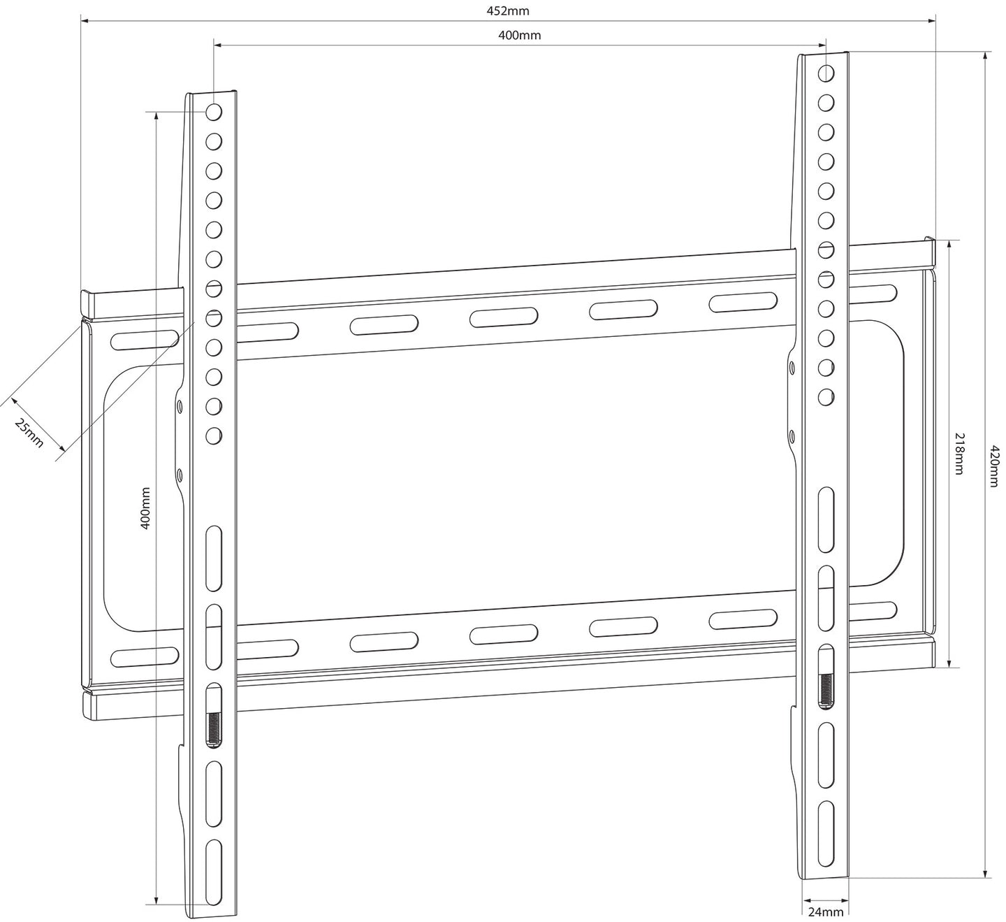 AV:Link Standard TV/monitor fixed wall bracket VESA 400x400 26" - 65" - view 2
