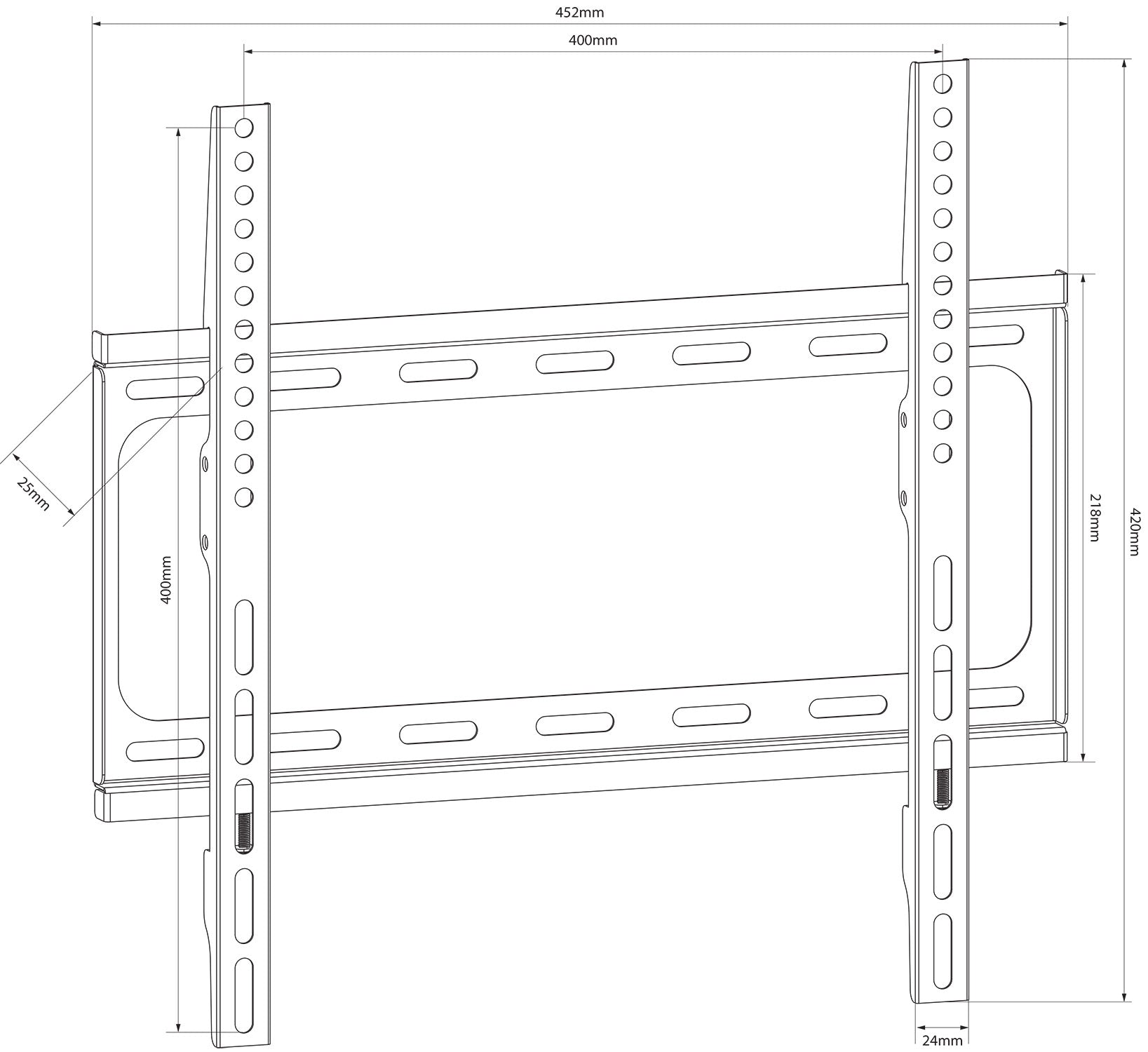 AV:Link Standard TV/monitor fixed wall bracket VESA 400x400 26" - 65" - view 2