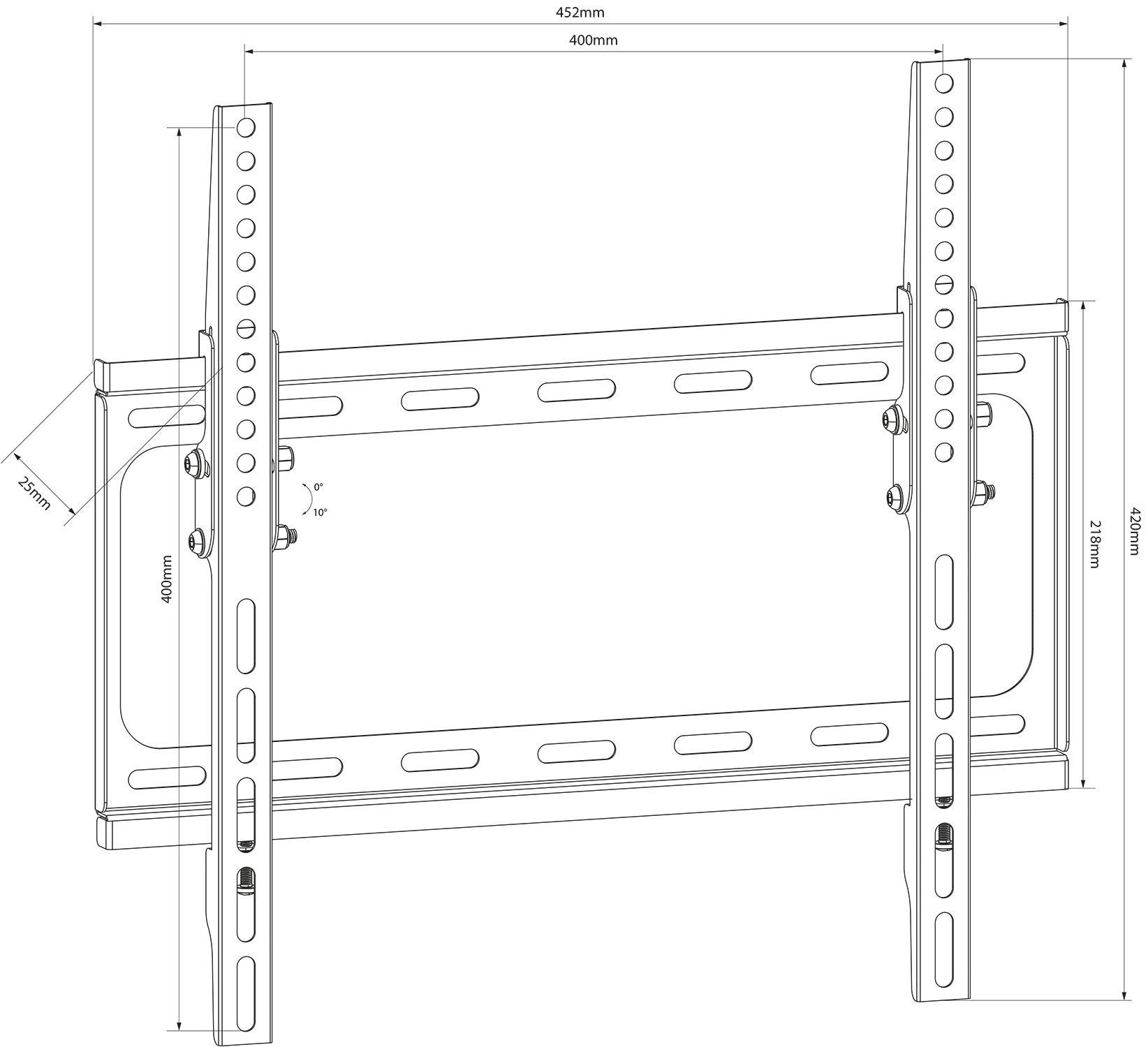AV:Link Standard TV/monitor tilted wall bracket VESA 400x400 26" - 55" - view 2