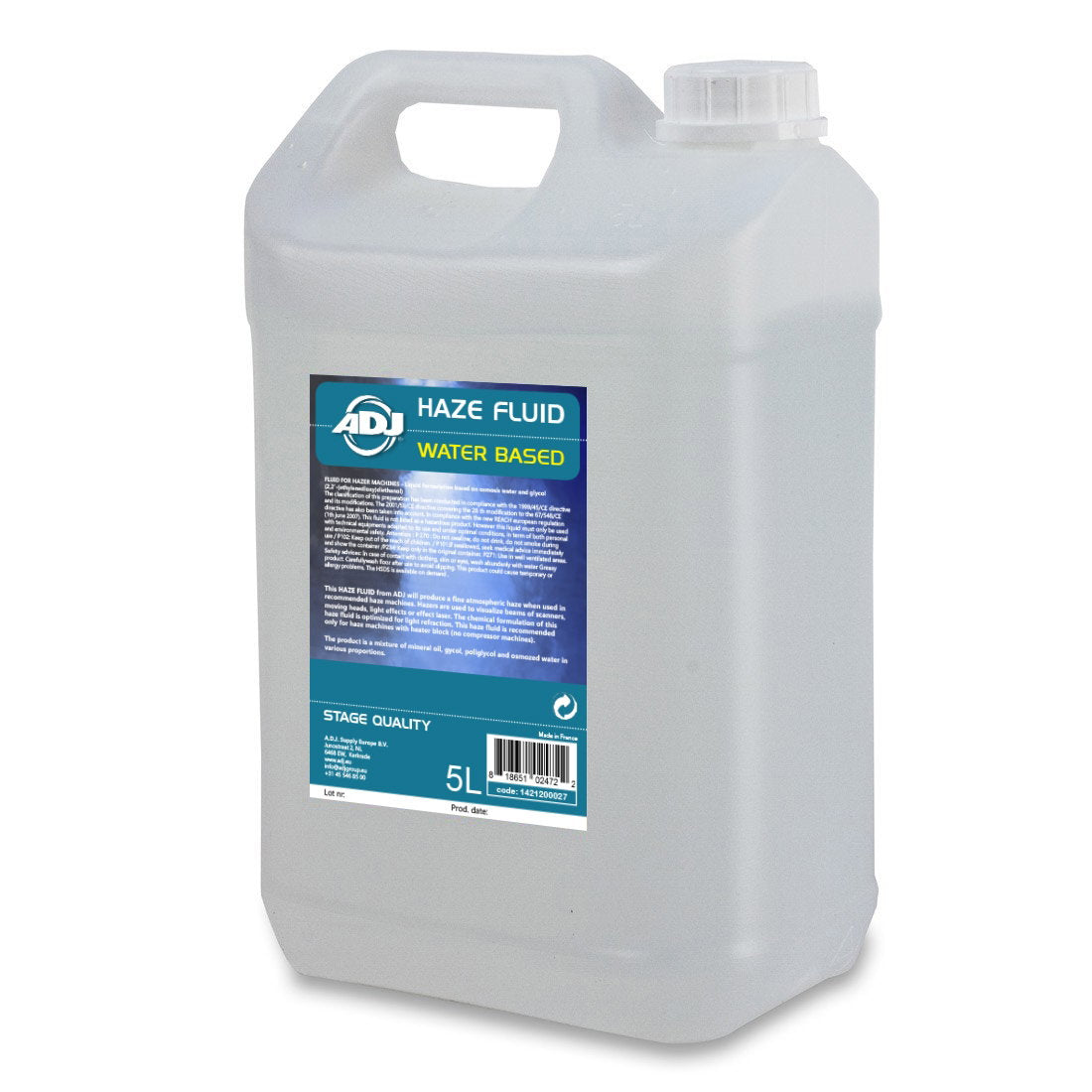 ADJ ADJ Haze Fluid Water Based 5 Litre (Shipped in 4's) - Main View