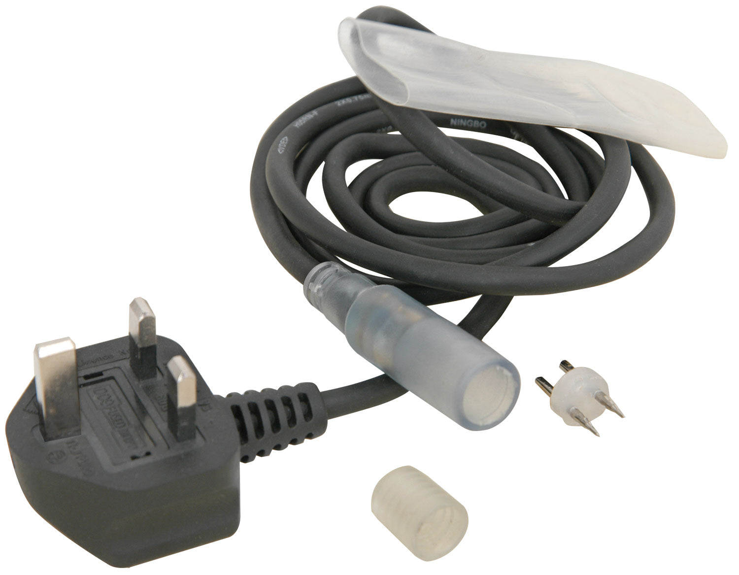 LYYT Rope light power cable with plastic sleeve and end cap (UK version)