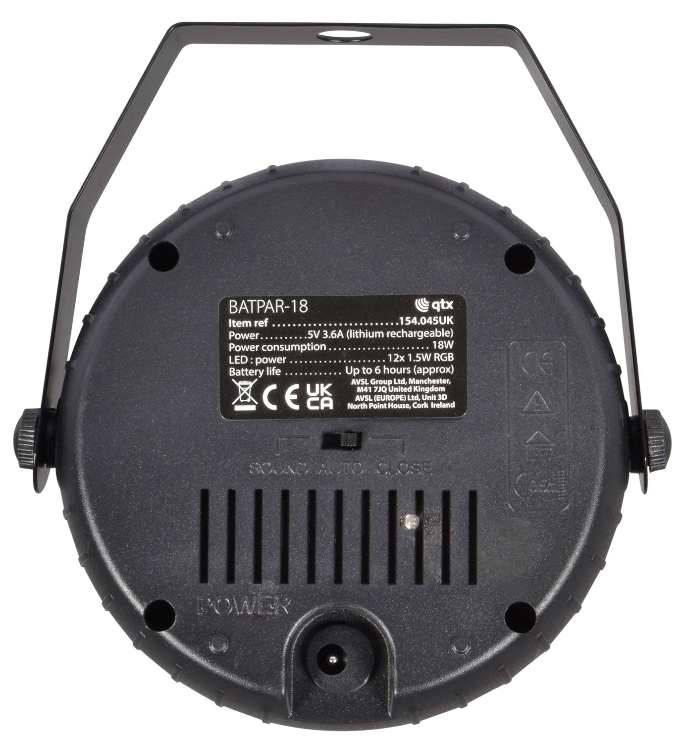 QTX Rechargeable Mini LED PAR Light Black - view 5