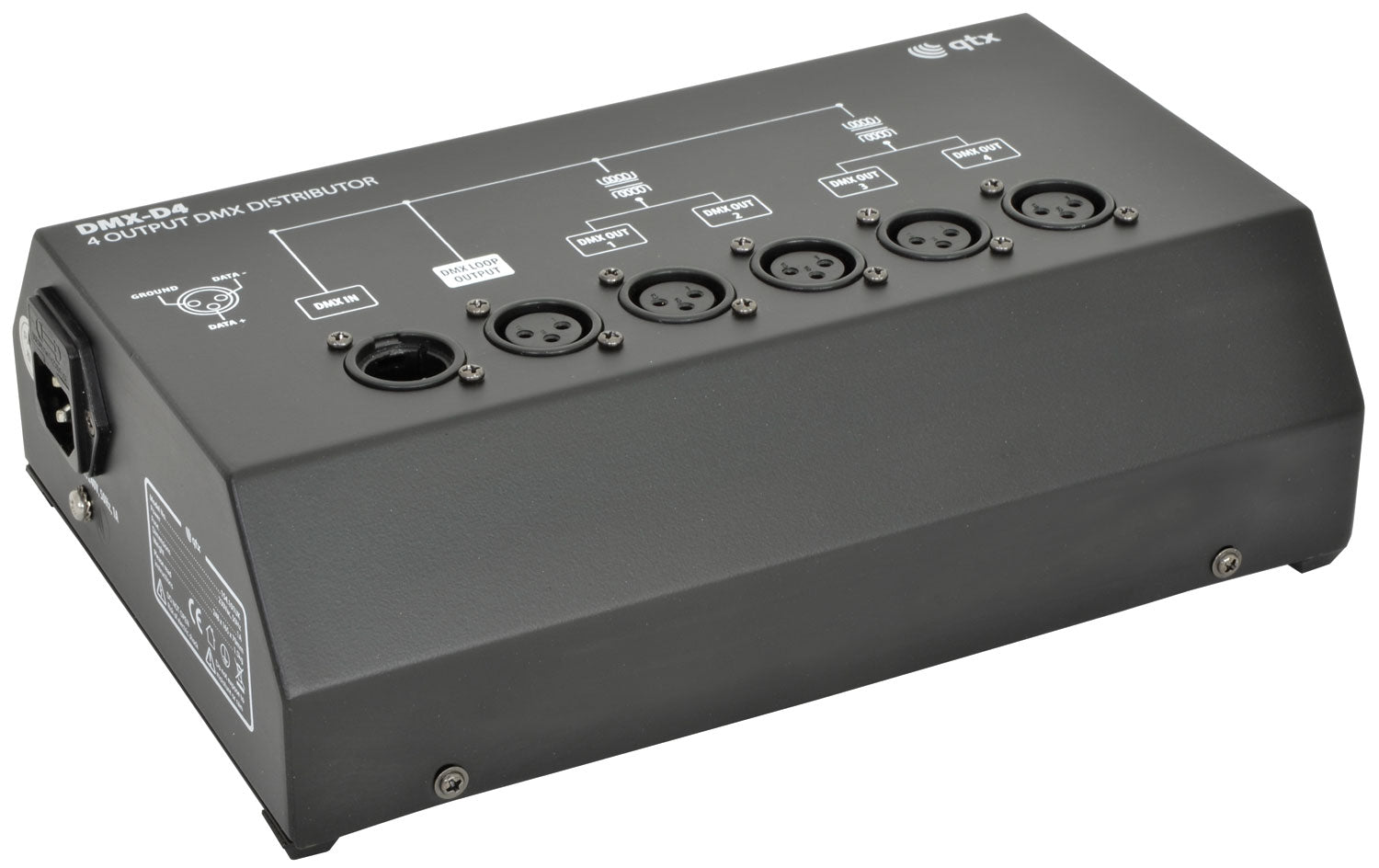 QTX DMX-D4 - 4 Way DMX Booster/Distributor