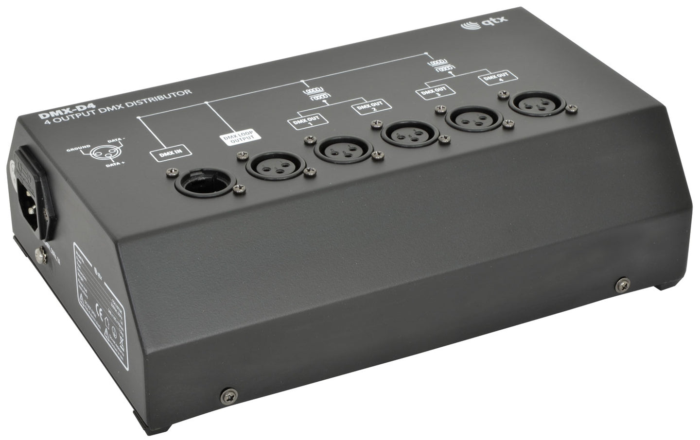 QTX DMX-D4 - 4 Way DMX Booster/Distributor
