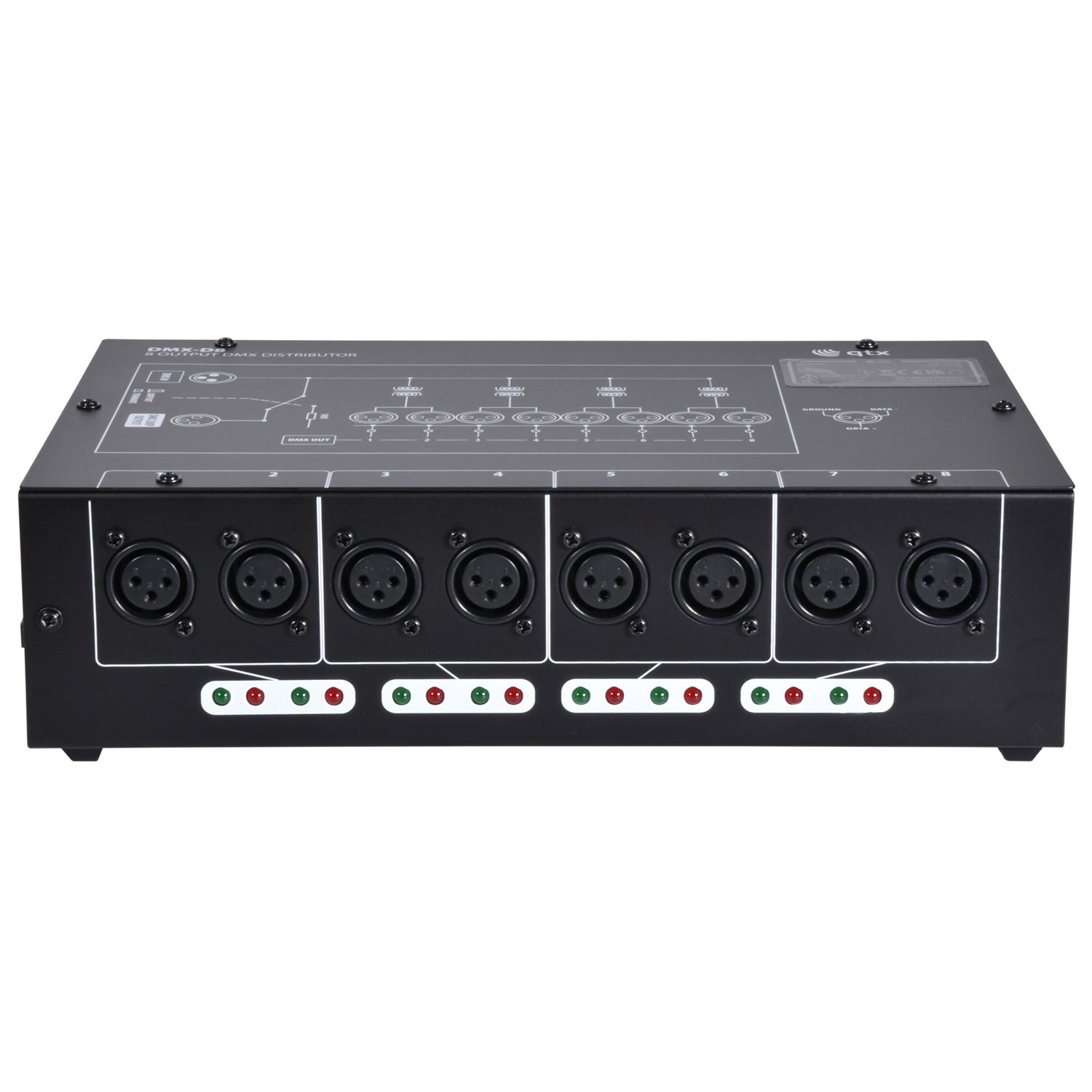 QTX DMX-D8 - 8 Way DMX booster/distributor - view 2