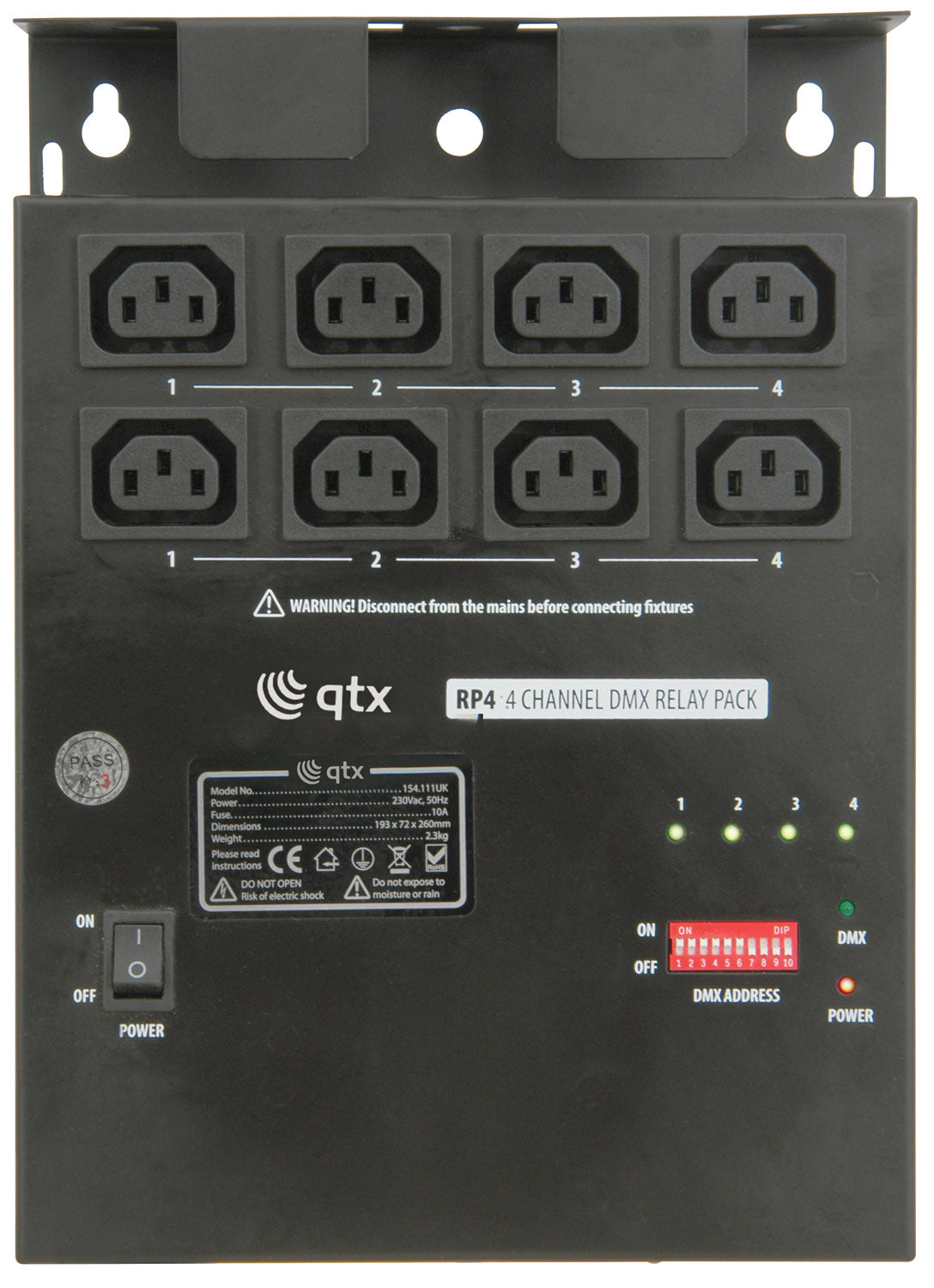 QTX RP4 4 Channel DMX Relay pack - view 2