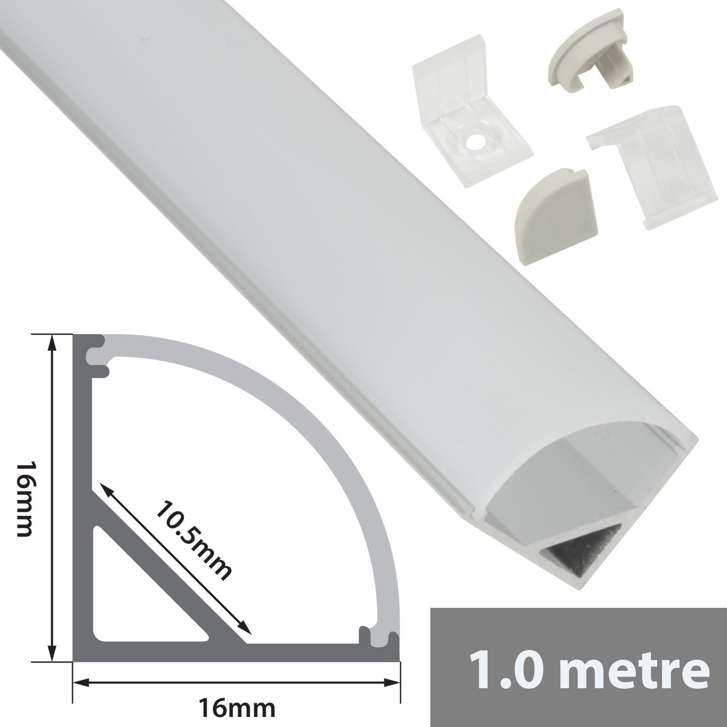 LYYT Aluminium LED Tape Profile 90 Deg Arc 1m - view 8