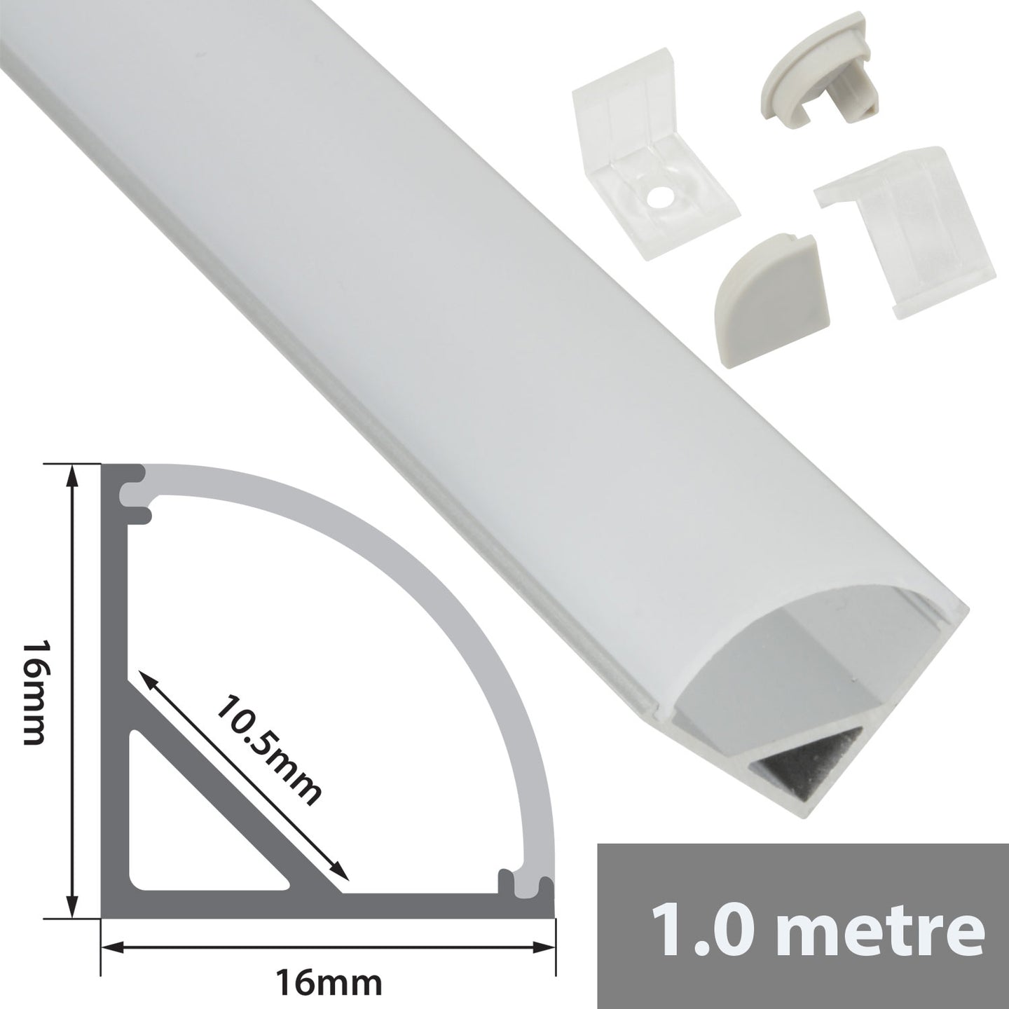LYYT Aluminium LED Tape Profile 90 Deg Arc 1m - view 8