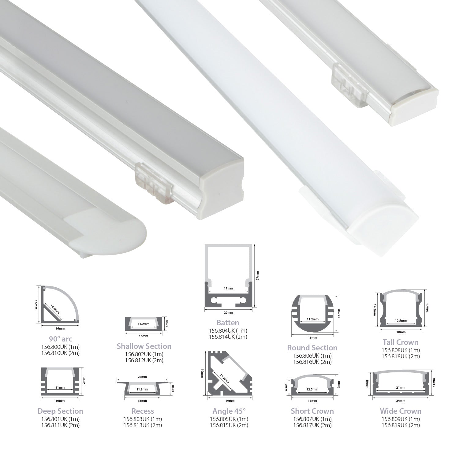LYYT Aluminium LED Tape Profile 90 Deg Arc 1m - view 9