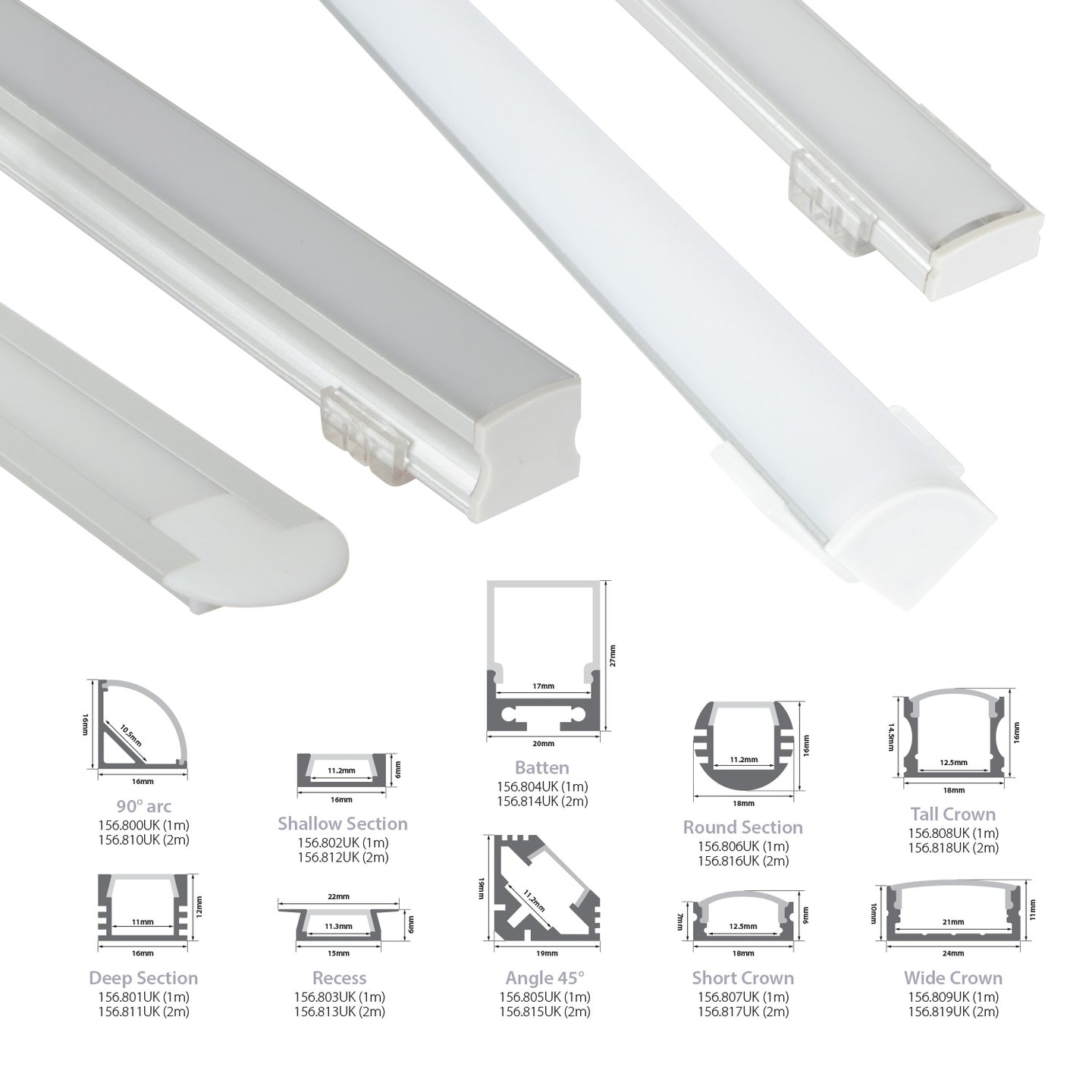 LYYT Aluminium LED Tape Profile 90 Deg Arc 1m - view 9